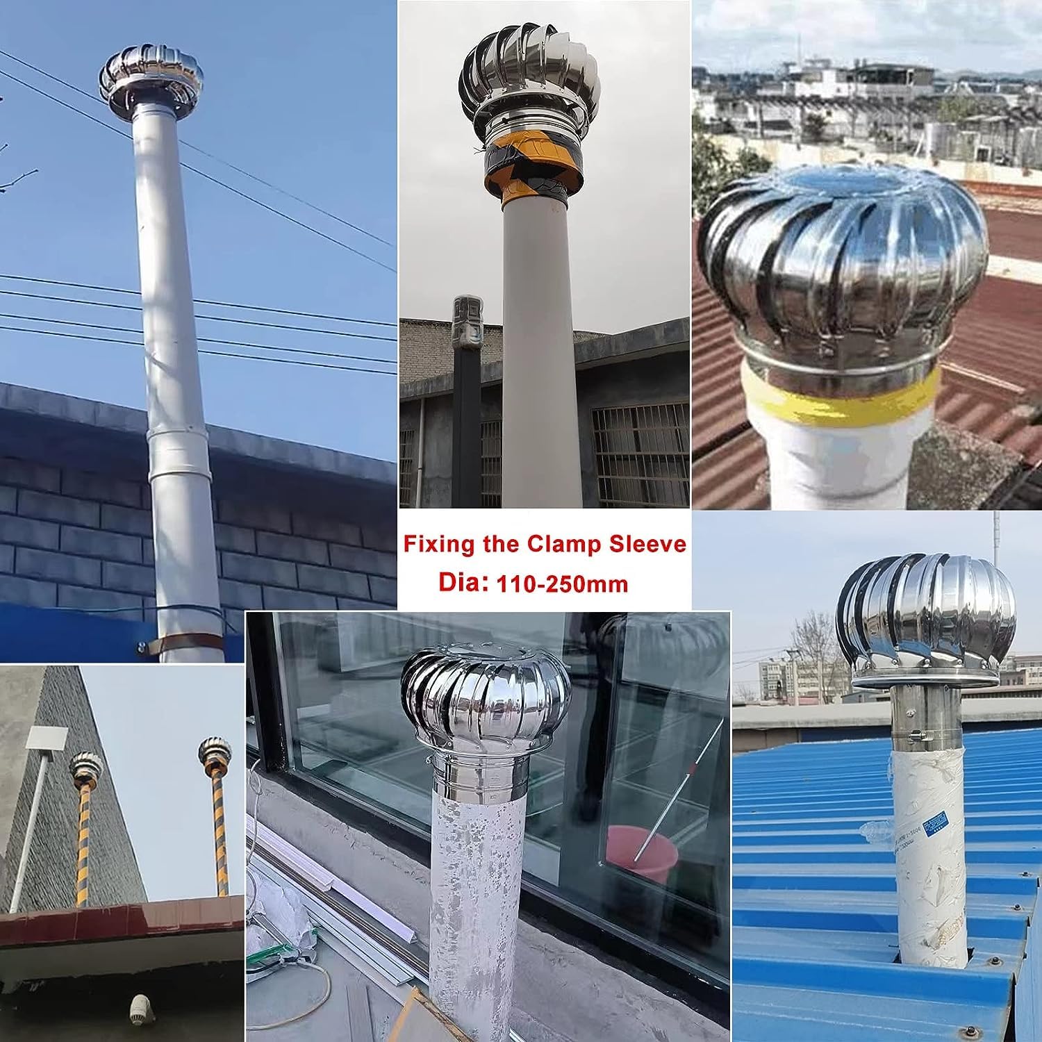 Osłona wentylacji przewodu kominowego do Restaurant Kuchnia, HVAC Dach Wentylator turbinowy do Komin, Houses Poddasze i Szopa Dach, Wodoodporna Anti-Bird Dryer Wyciąg Nasada (Rozmiar: 600mm/23.6 w)