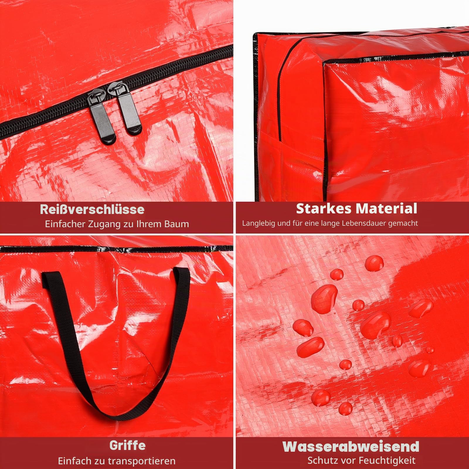 4er-Pack extra große Aufbewahrungstasche für Weihnachtsbaum mit 3 Weihnachtsdekorationstaschen für Weihnachtsbäume, Kugeln, Weihnachtsbaum Aufbewahrungsbox leicht zu tragen, wasserdichte
