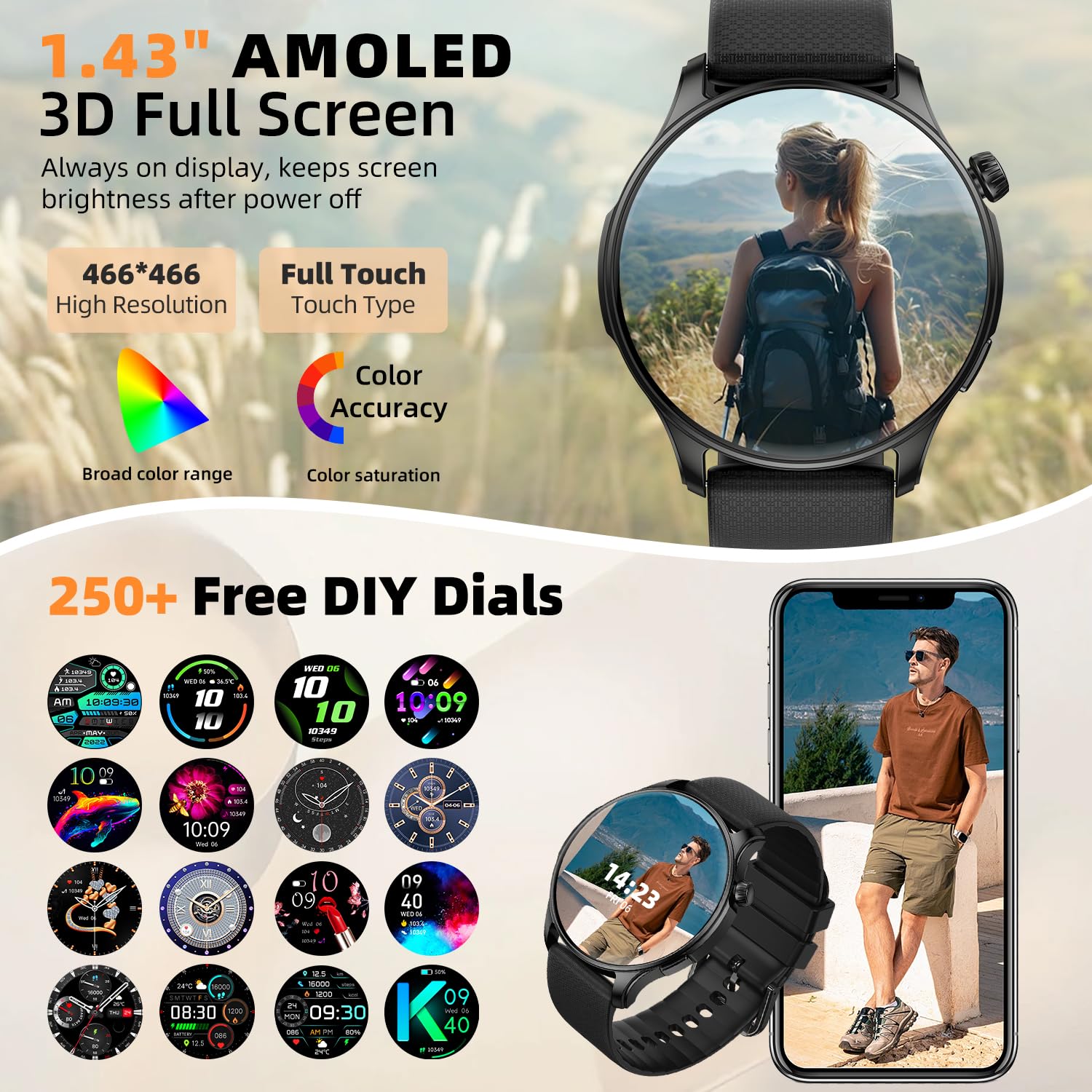 Smart Watch for Men Women Fitness: Waterproof Make Answer Call Digital Mens Watches Running Step Tracker Smartwatch Android Phone iPhone Samsung Compatible Pedometer SpO2 Sleep Heart Rate Monitor