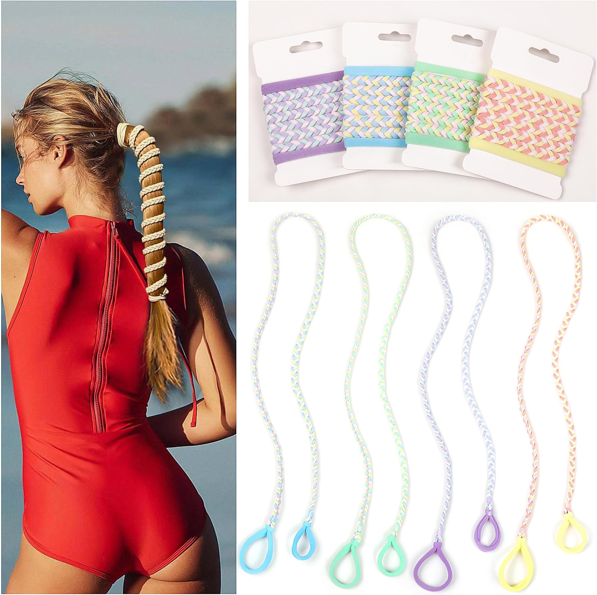 Sport Hair Ties for Women Pony Tails Elastic Hair Ties for Gym Braided Hair Ties Spiral Hair Ties for Swimming Sports