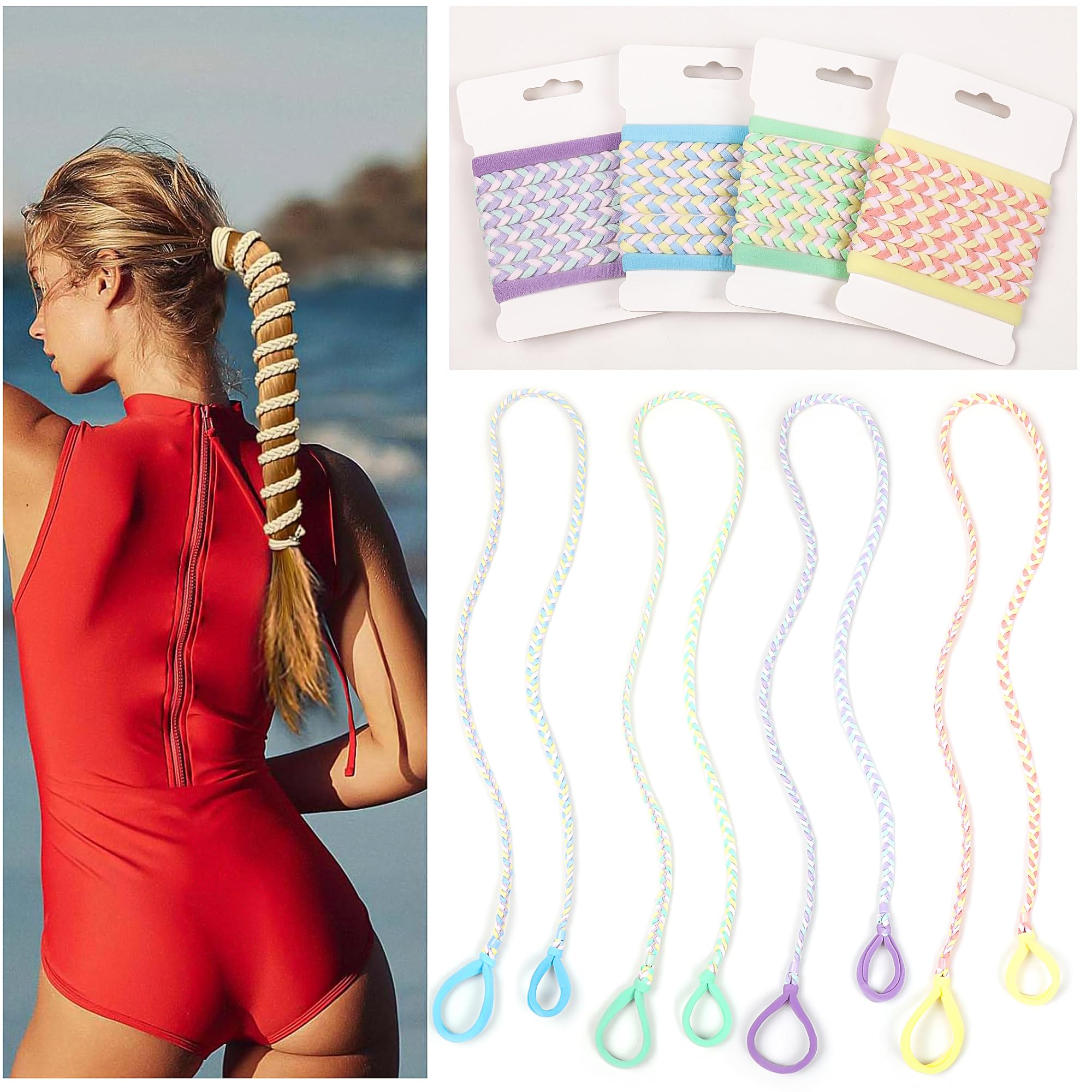 Sport Hair Ties for Women Pony Tails Elastic Hair Ties for Gym Braided Hair Ties Spiral Hair Ties for Swimming Sports
