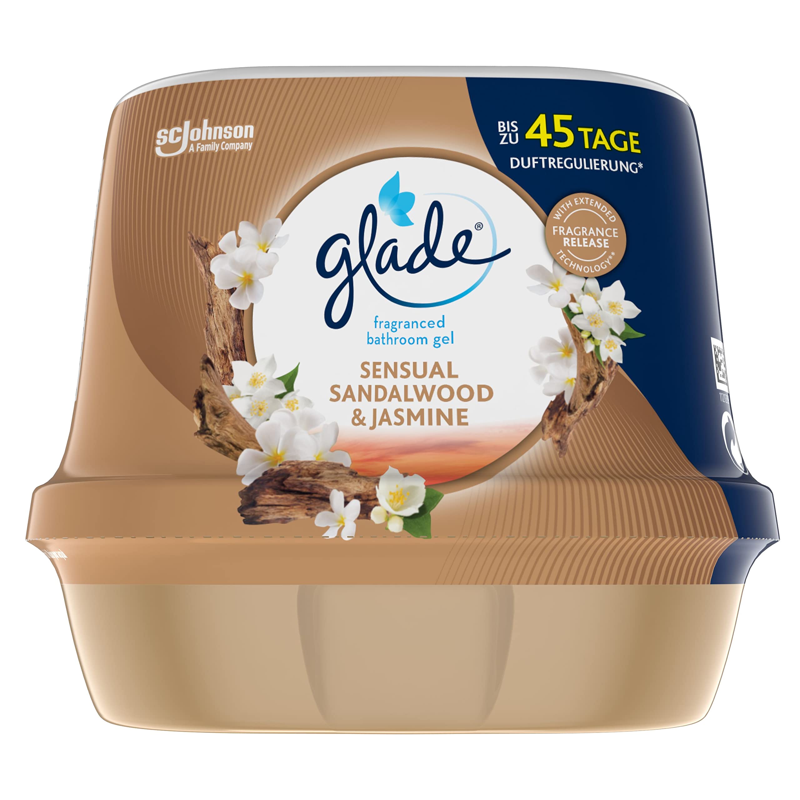 Glade Badezimmer Duftgel, Duft: Sensual Sandalwood & Jasmine, 8er Pack (8 x 180g)
