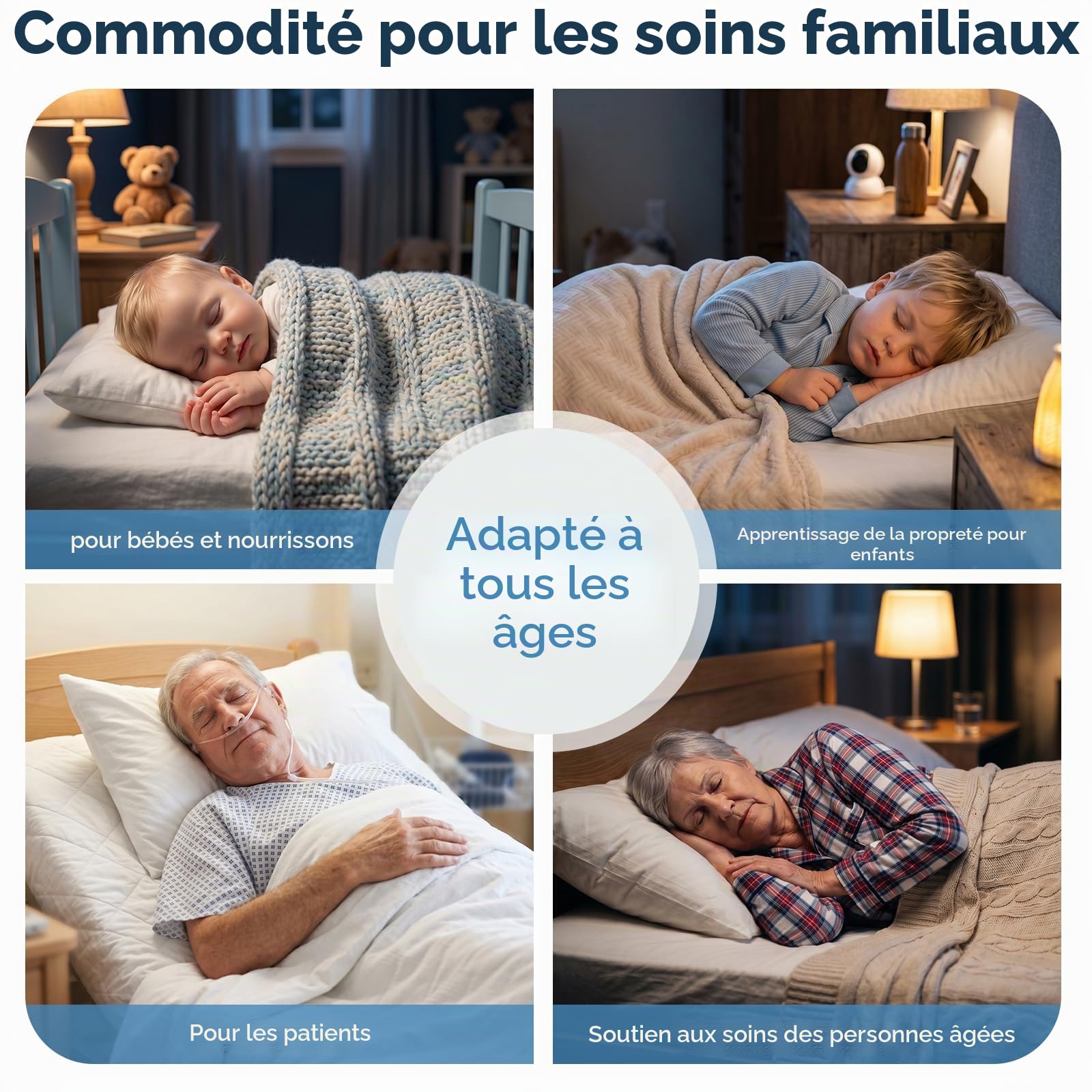 Alarme sans Fil pour Énurésie Nocturne Enfant, Alarme Pipi Rechargeable par USB-C avec 3 Modes Sons & Vibrations, Apprentissage de la Propreté, Capteur Stop Pipi au Lit pour Enfants et Adultes