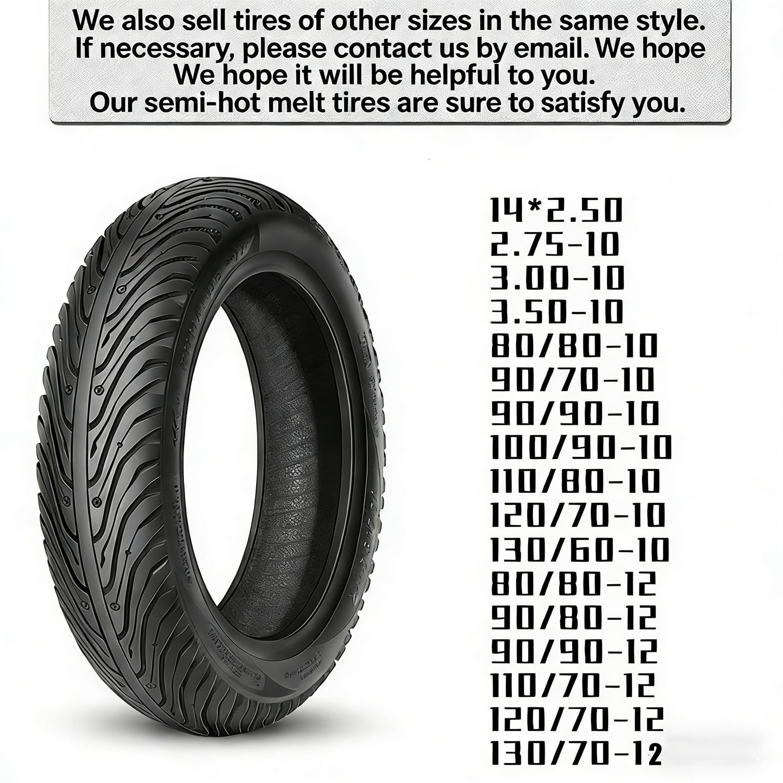 90/80-12 Pneumatico Tubeless, Design Antiscivolo ad Alta Aderenza, 90/80/12 Resistente ai Fori, Composto Semi-Hot Melt for Bicicletta Elettrici, Motorini e E-Bike, Compatibile Anteriore e Posteriore