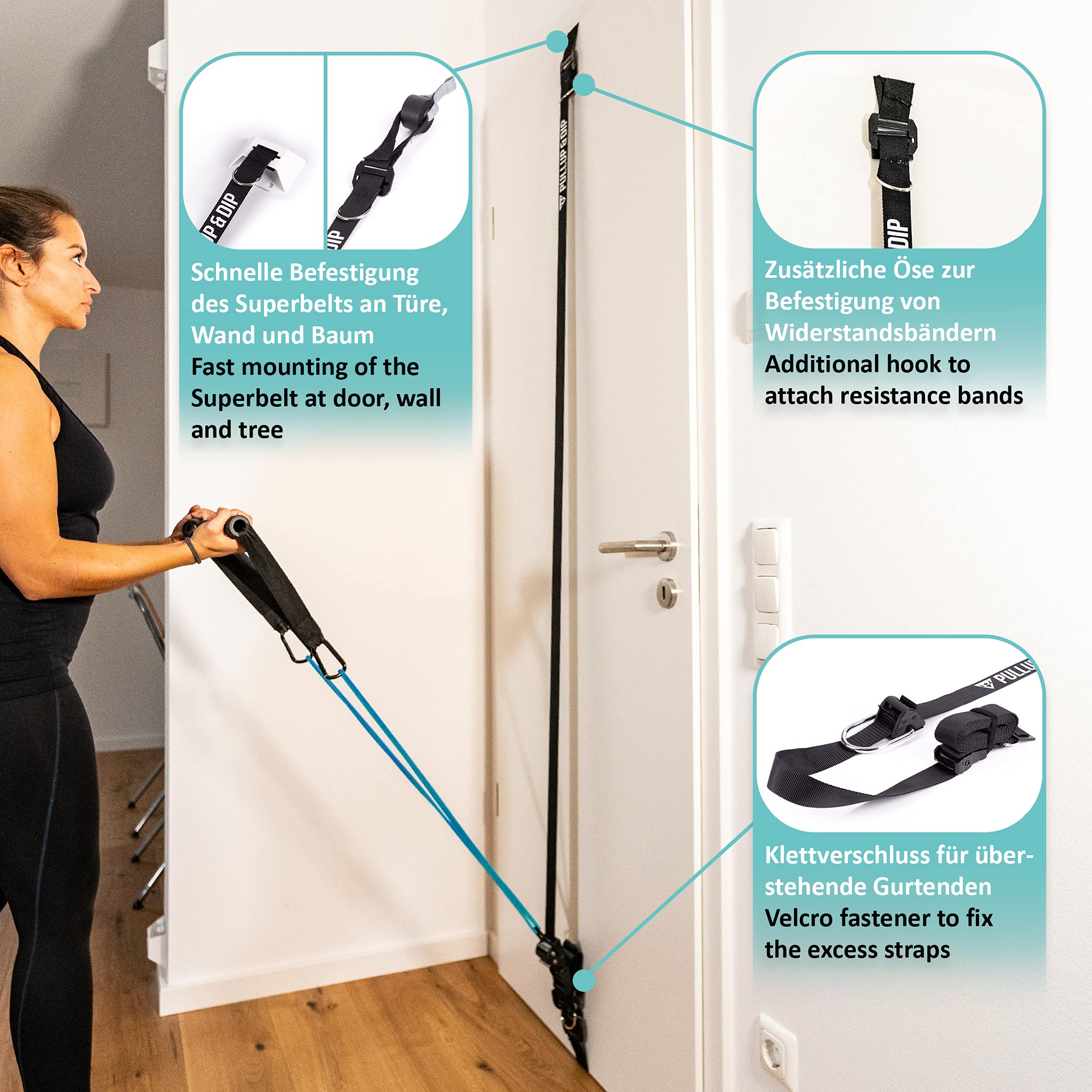 FREESIXD Suspension and Résistance Trainer Set - Équipement d'entraînement Complet Comprenant Un entraîneur à Sangles, des Bandes de résistance, des ancrages de Porte, Une Barre de Fitness et Un Sac.