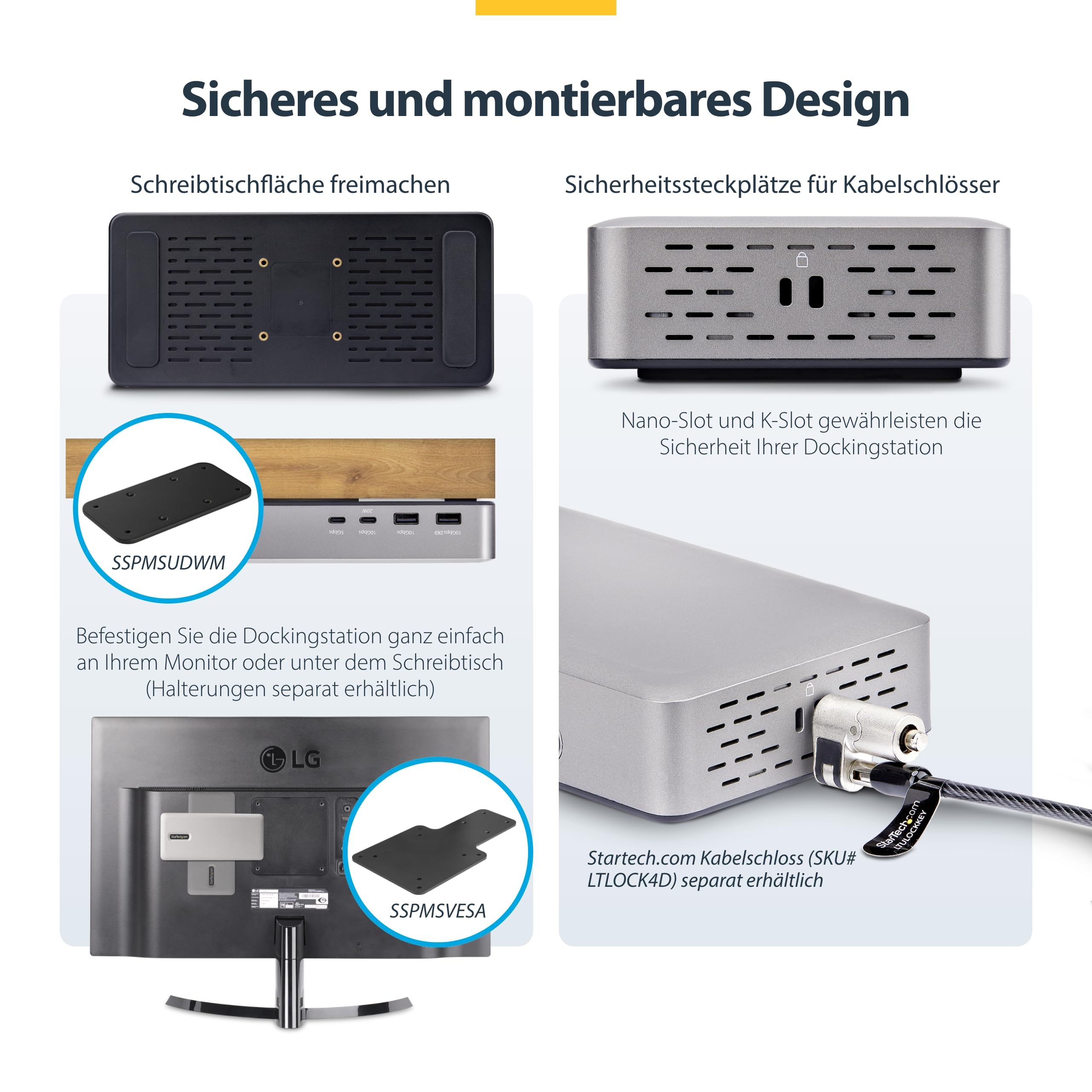 StarTech.com USB4 Docking Station, 40Gbps, 2x HDMI, 2x 4K60Hz/1x 8K60Hz, USB, 2.5GbE, 100W PD, USB-C Laptop Dockingstation | 2x HDMI, 40Gbit/s, USB, 100W, Windows, ChromeOS, PXE-Boot, Wake-on-LAN, Sicherheitsslot