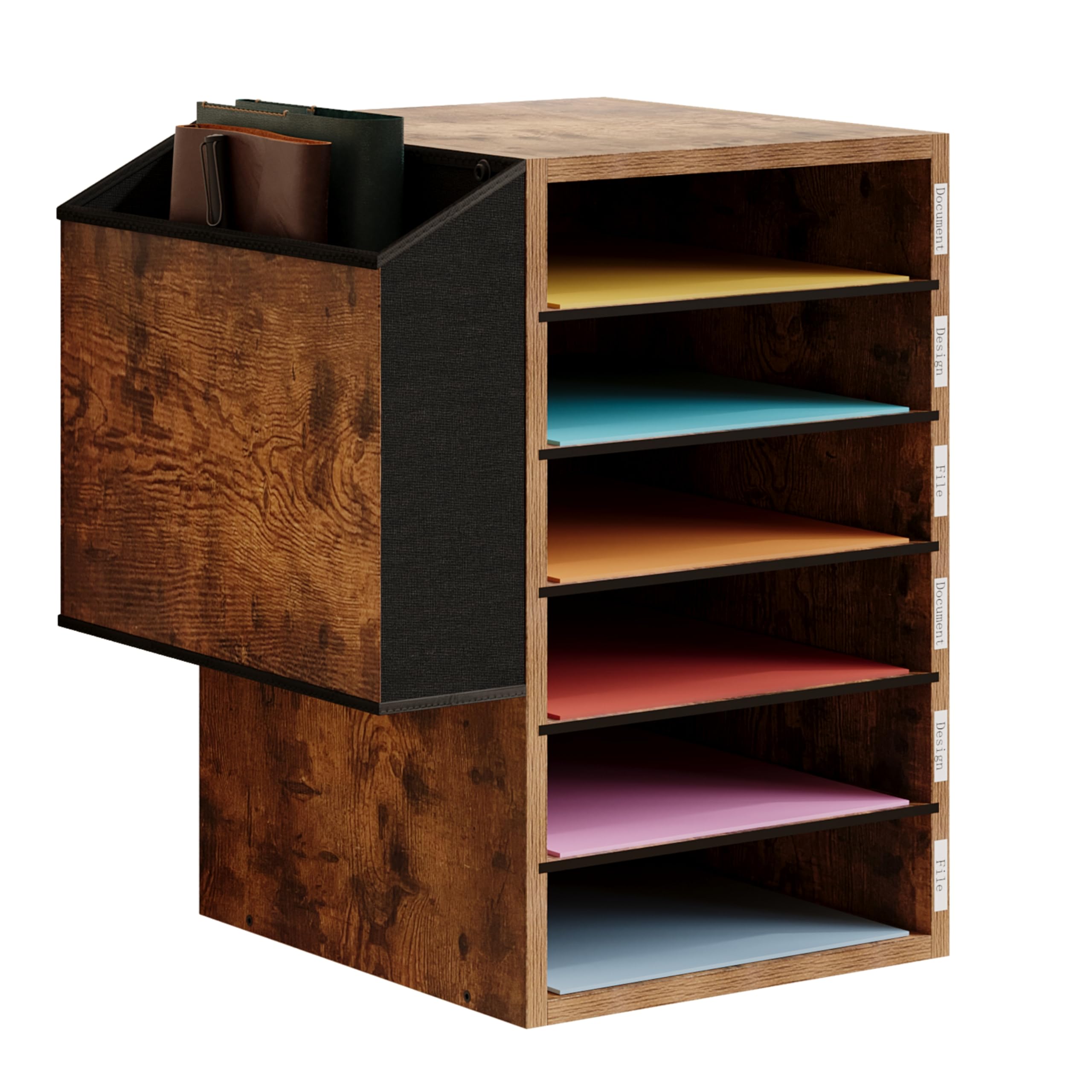 Unionly, hölzerne Papier Organizer mit Aufbewahrungstasche, 10 Tier verstellbar Klassenzimmer Mailbox, abnehmbare Klassenzimmer Organisation, Lehrer Schreibtisch Organisation für Büro, Studie, weiß