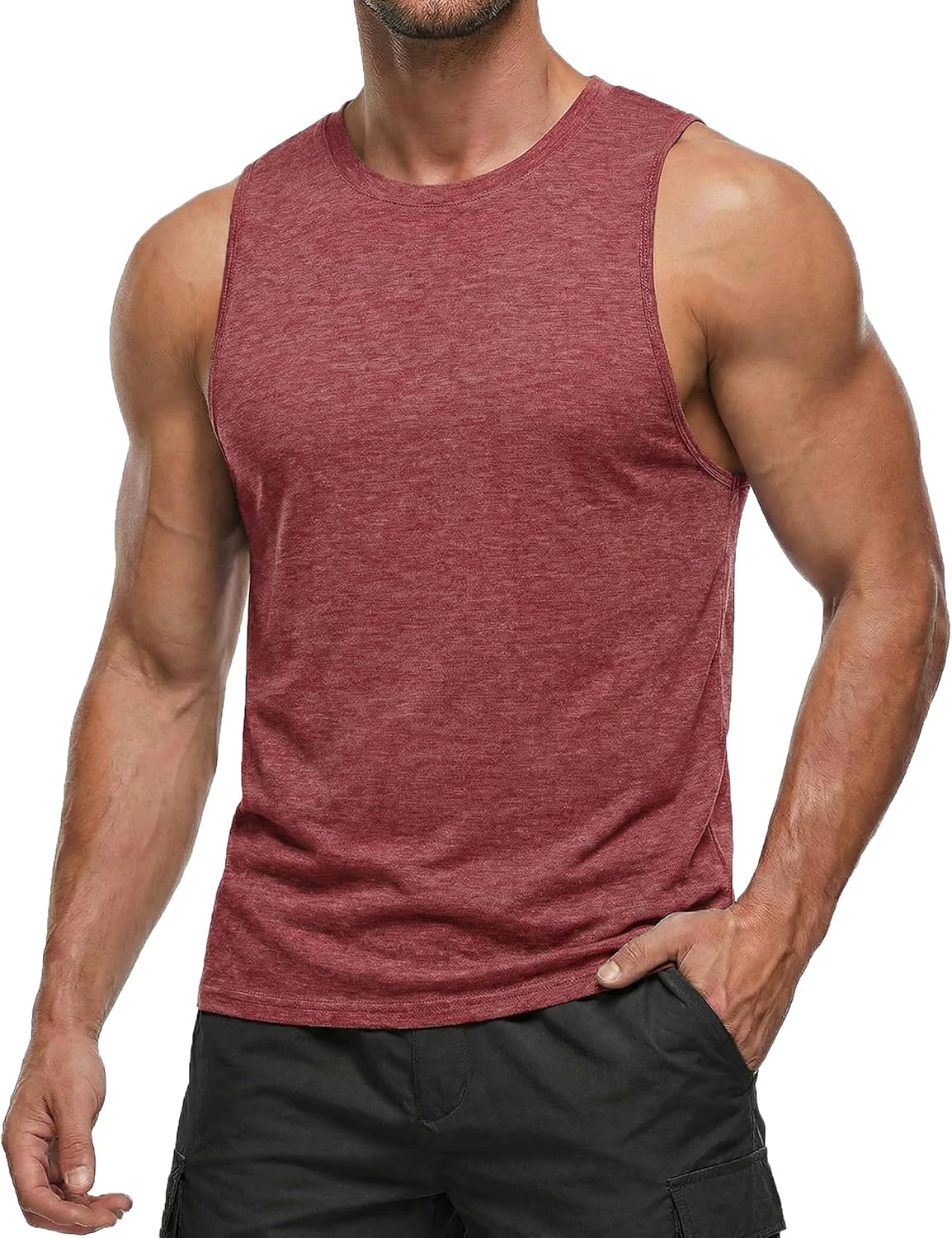 PINSPARK Men's Tank Tops Quick Dry Summer Workout Muscle Shirt Athletic Casual Sleeveless Shirts for Bodybuilding Beach Gym