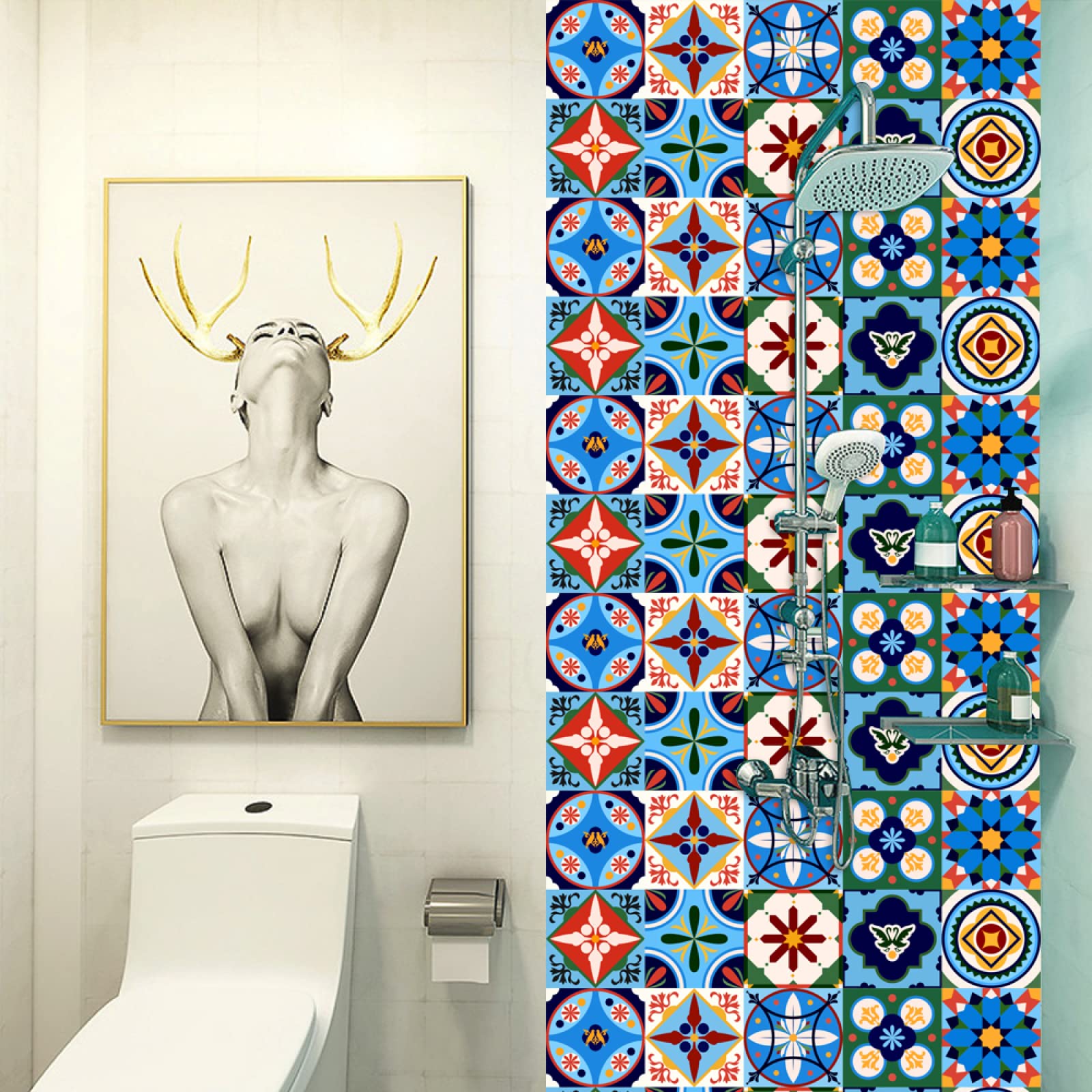 Dalle Pvc Adhesive Murale 10X10 Bleu - Jaune Stickers Cuisine Stickers Muraux Cuisine Carrelage Adhesif Mural Stickers Salle de Bain Dalle Pvc Adhesive Murale (10 Pièces