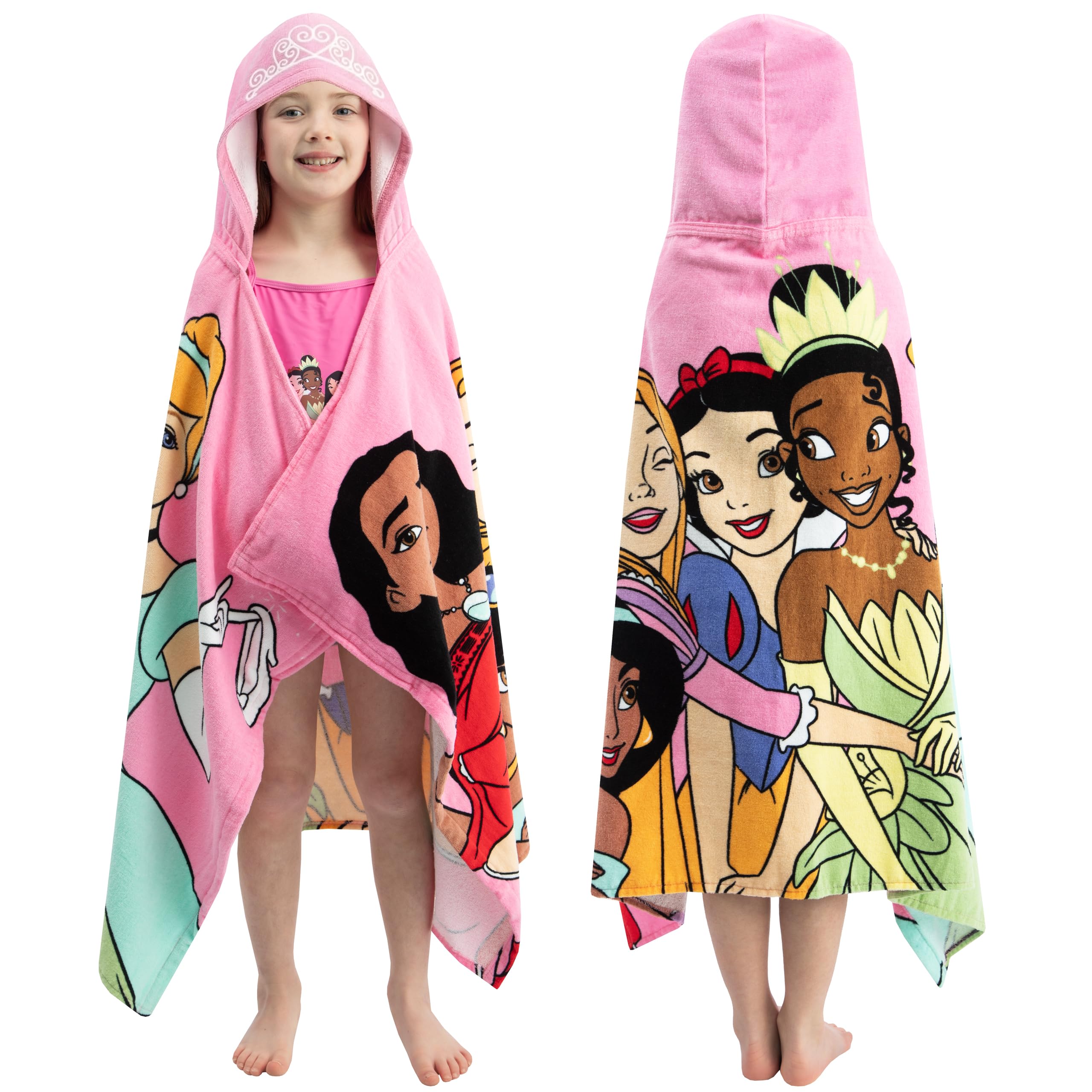 Disney Princess Accappatoio Bambina, Telo Mare Cotone Per Bambina, Asciugamano Mare Piscina O Bagno, Rosa, One Size