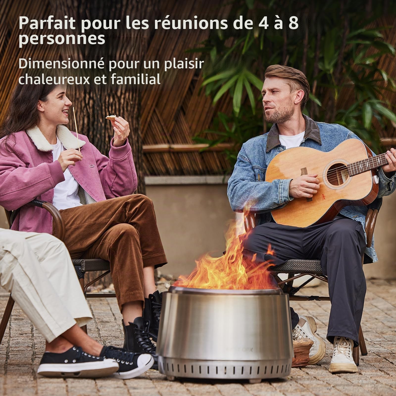 East Oak Brasero Exterieur 53 cm de sans Emission de Fumée, Brazeros Extérieur a Acier INOX 304, Cheminée & Incinerateur de Jardin, Poele a Granule et Bois, Cendrier Amovible, avec Sac de Transport