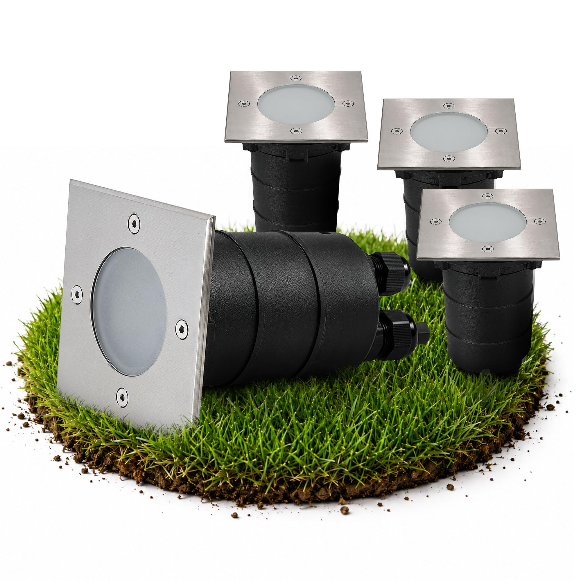 SSC-LUXon MADON Spot de sol carré encastrable extérieur GU10 IP67, lot de 4