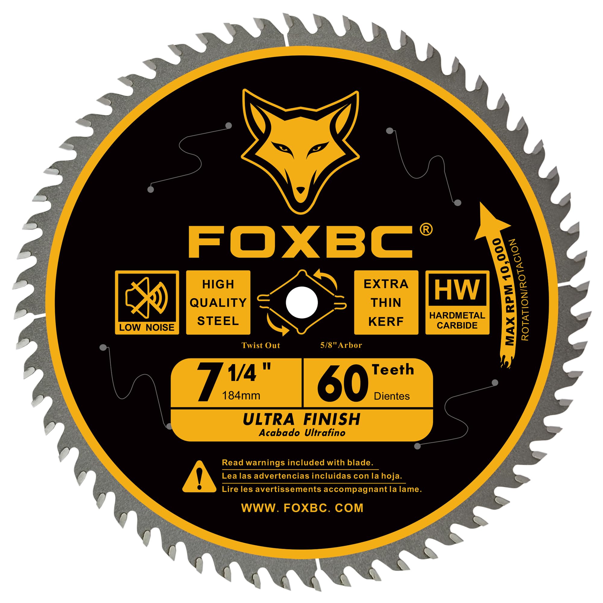 FOXBC 7-1/4" Circular Saw Blade Ultra Fine Finish 60-Tooth