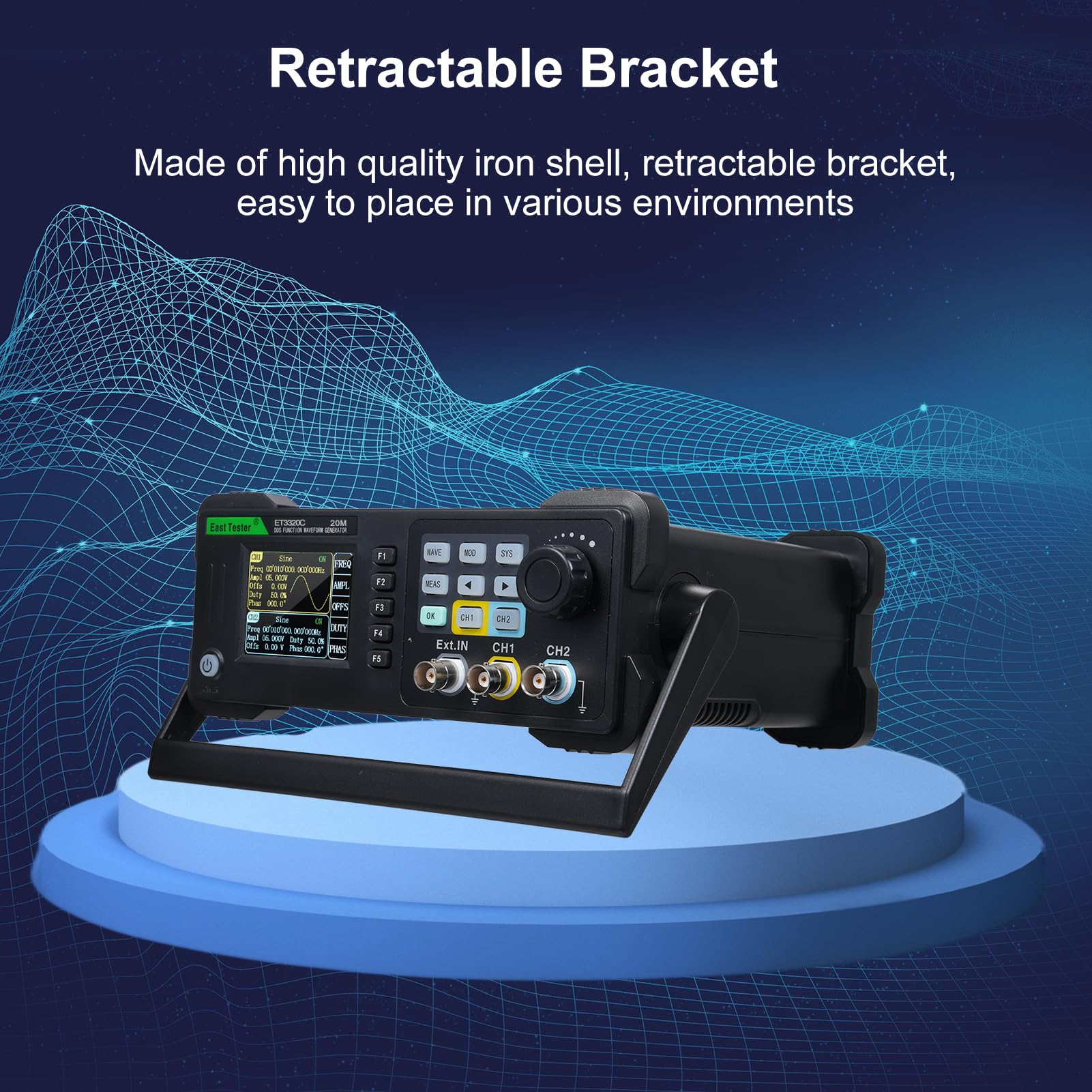 KKnoon Two-Channel Function/Arbitrary Waveform Generator 20MHz Frequency Meter ET3320C Pulse Signal Source 200MSa/s Sampling Rate