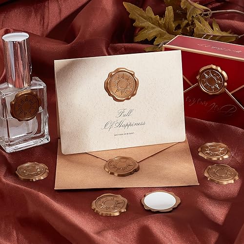 Miniatura 6 de CRASPIRE 60 calcomanías adhesivas para sellar cera solar, autoadhesivas, doradas, vintage, sellado, para bodas, tarjetas de invitación de fiesta,