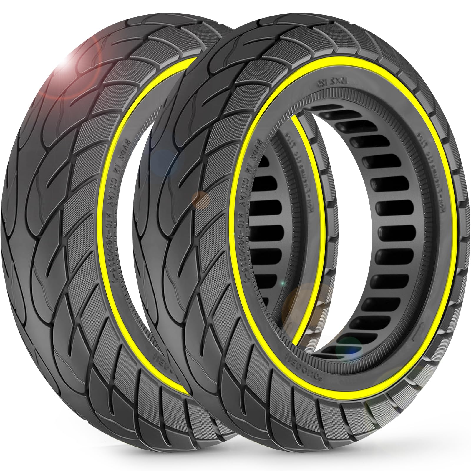 BANGTING 2PCS 10x2.125 schlauchloser Reifen für Scooter - Passend für Modelle: 8.5x2.0, 8½x2, 50-75-6.1, 10×2.0, 10×2-6.1, 10×2(54-152) | Felgengröße prüfen: 6,5-6,65" Durchmesser & 1,26-1,34" Breite