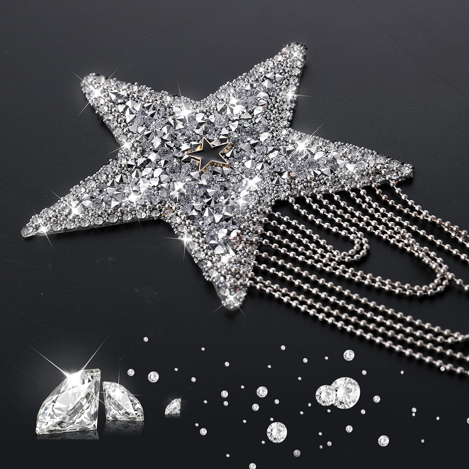 16Pcs Star Heart Rhinestone Patches For Clothing,Iron On Heart Patches Applique Gold Star Patches Rhinestone Glitter Heart Patches For Clothing Repair