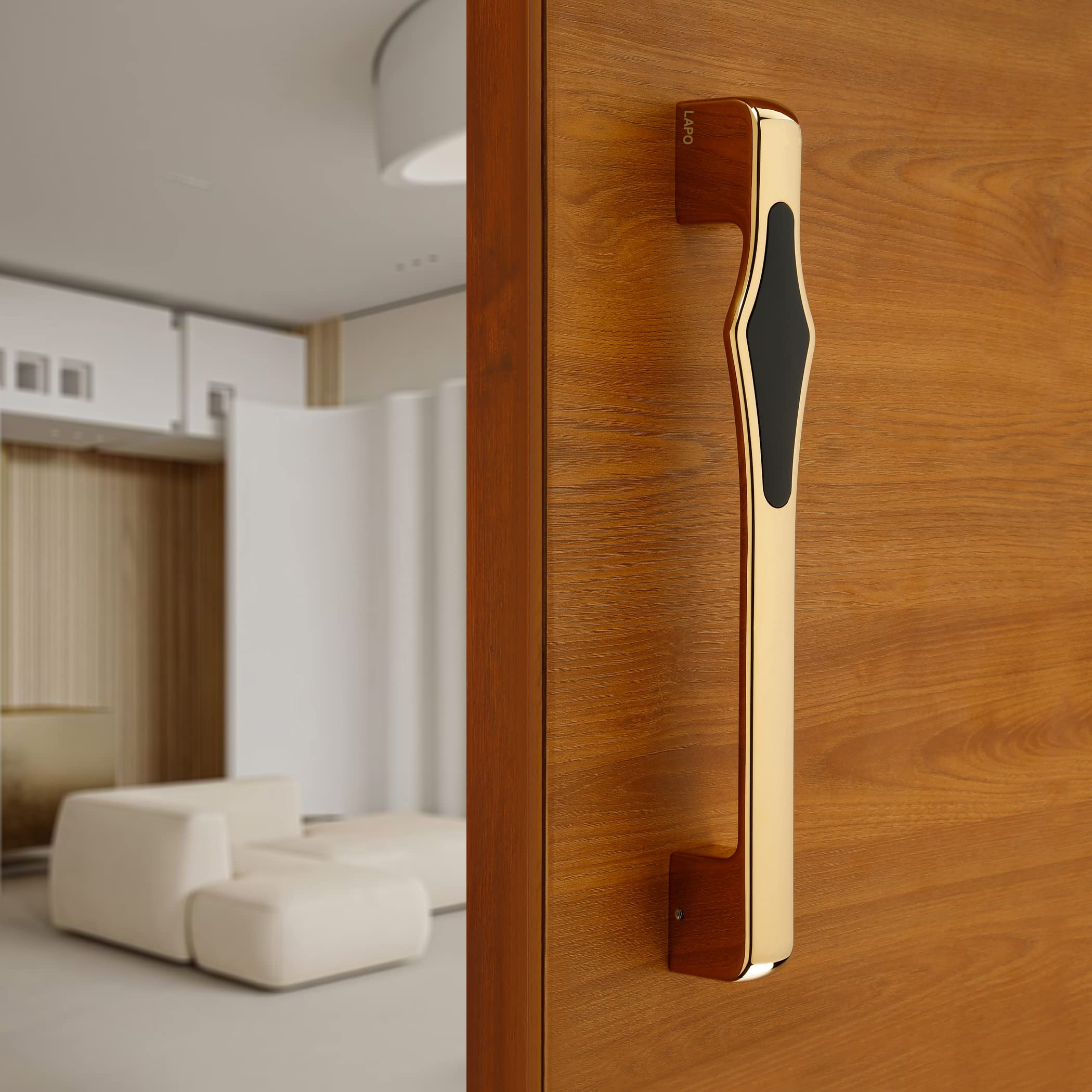 LAPO Heavy Duty 12 inch Door Handles for Main Door, Pull-Push Handle for Wooden & Glass Door, Door Handle for Home, Hotels, Office(Pack of 1, Gold-Black Finish)
