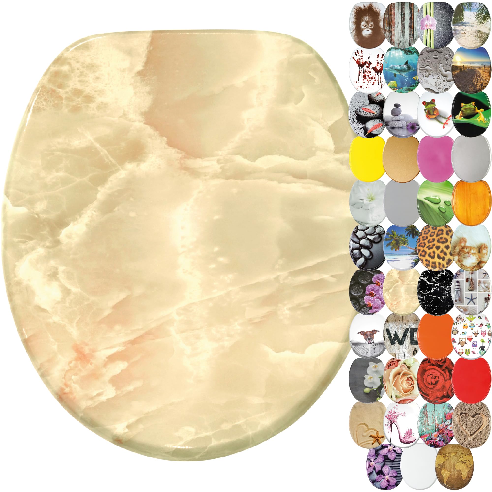 Sanilo Marble Nature Toilet Seat, Wide Choice Of Black Toilet Seats, Stable Hinges, Easy To Mount (Marble Nature)