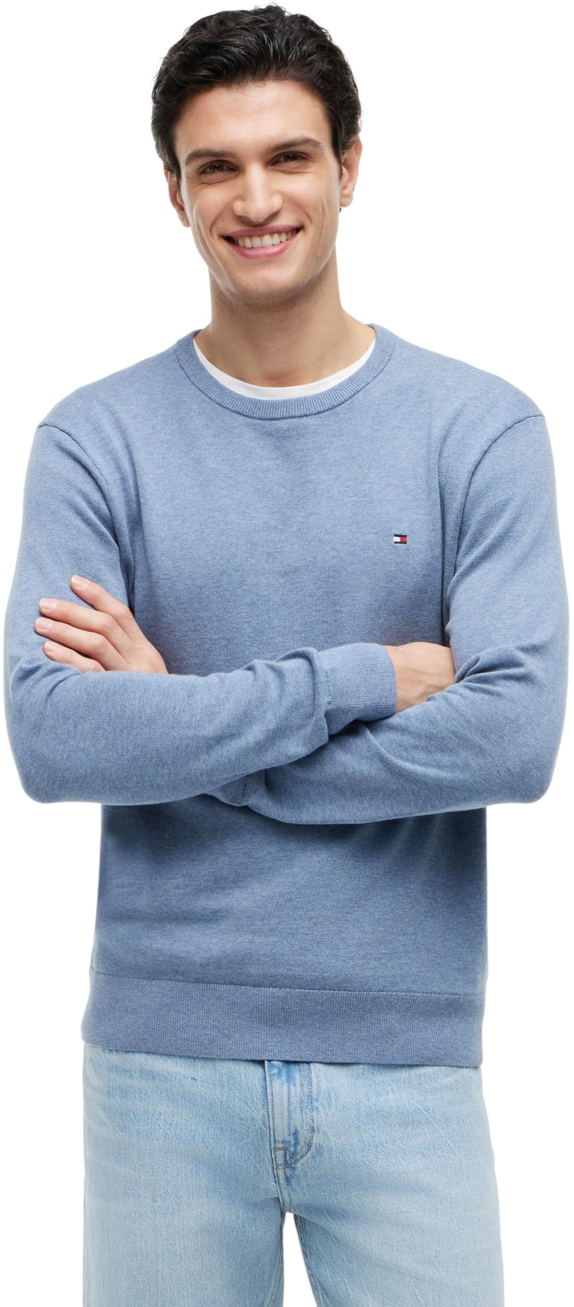 Tommy Hilfiger Essential Ssnl Cotton Crew Neck Mw0mw39999 Pullover, Blau (Brisk Blue Heather), XXL Herren