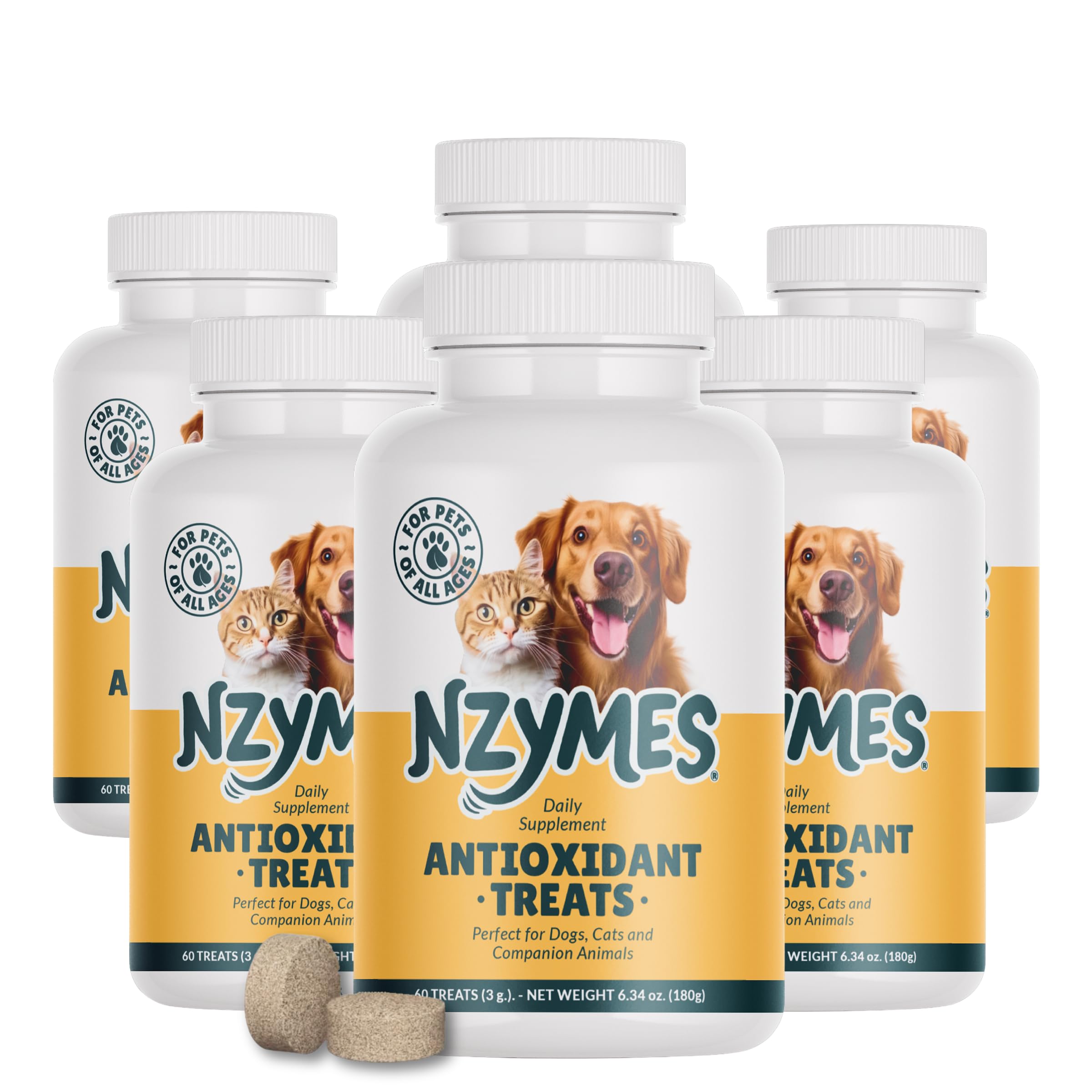 Nzymes® Antioxidant Treats - for Dogs Joints, HIPS, Paralysis, Skin, Coat, Hair Loss, Aging, Digestion, Neurological, Seizures - 360 Treats - Made in