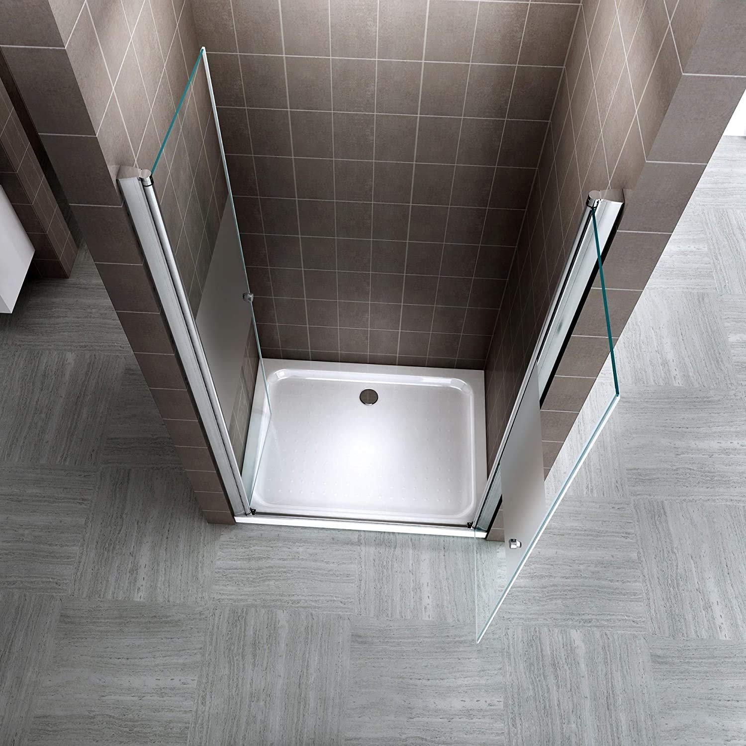 GINA Porte de douche H. 180 cm largeur réglable 88 à 92 cm verre semi-opaque