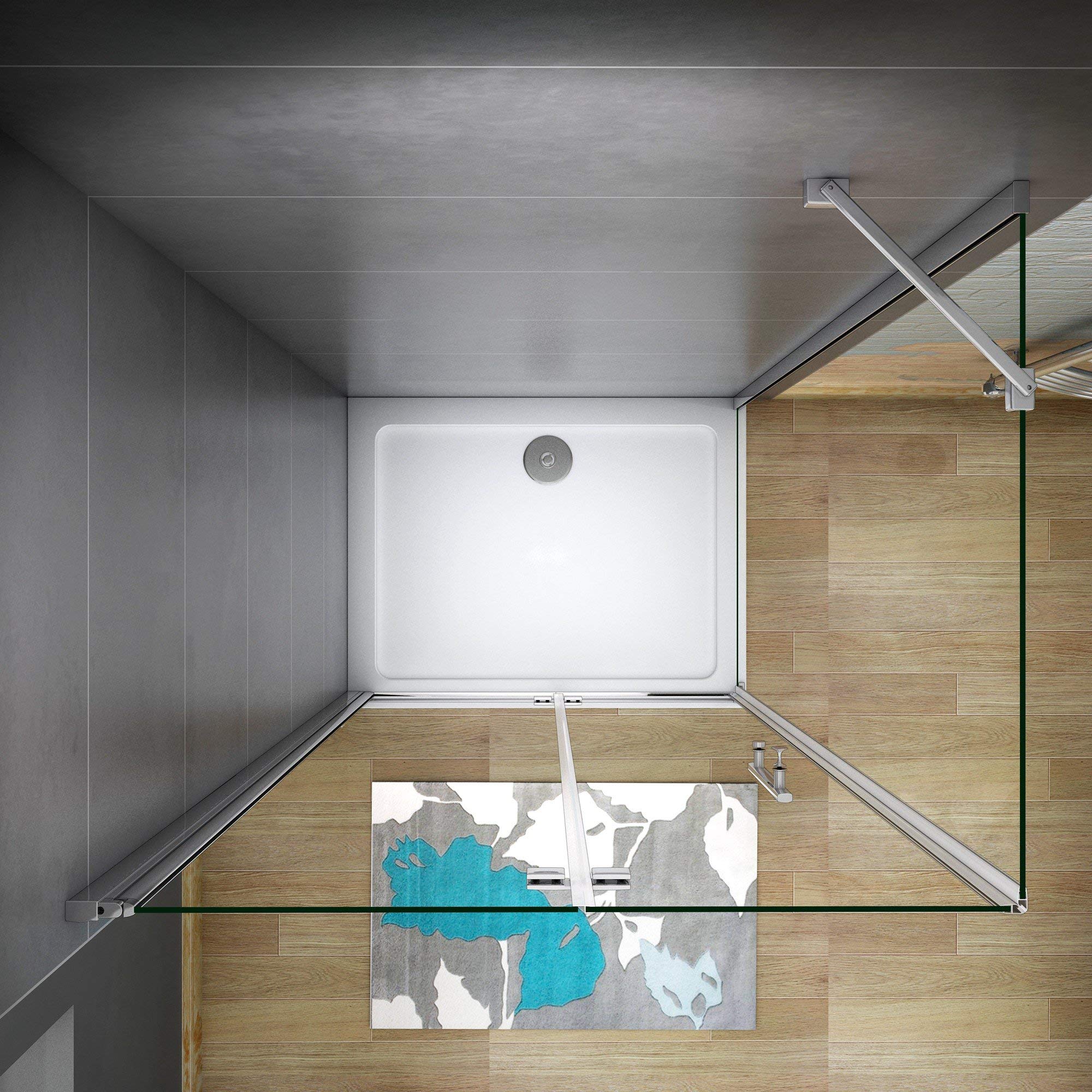 Scatola Doccia Pieghevole Laterale Fissa Vetro 6mm e Barra 100x90x185cm