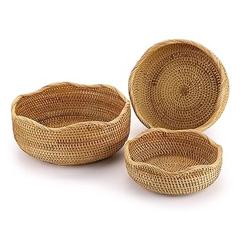 Amazon.co.jp: Sumnacon 藤編みかご バスケット 小物入れ 天然籐