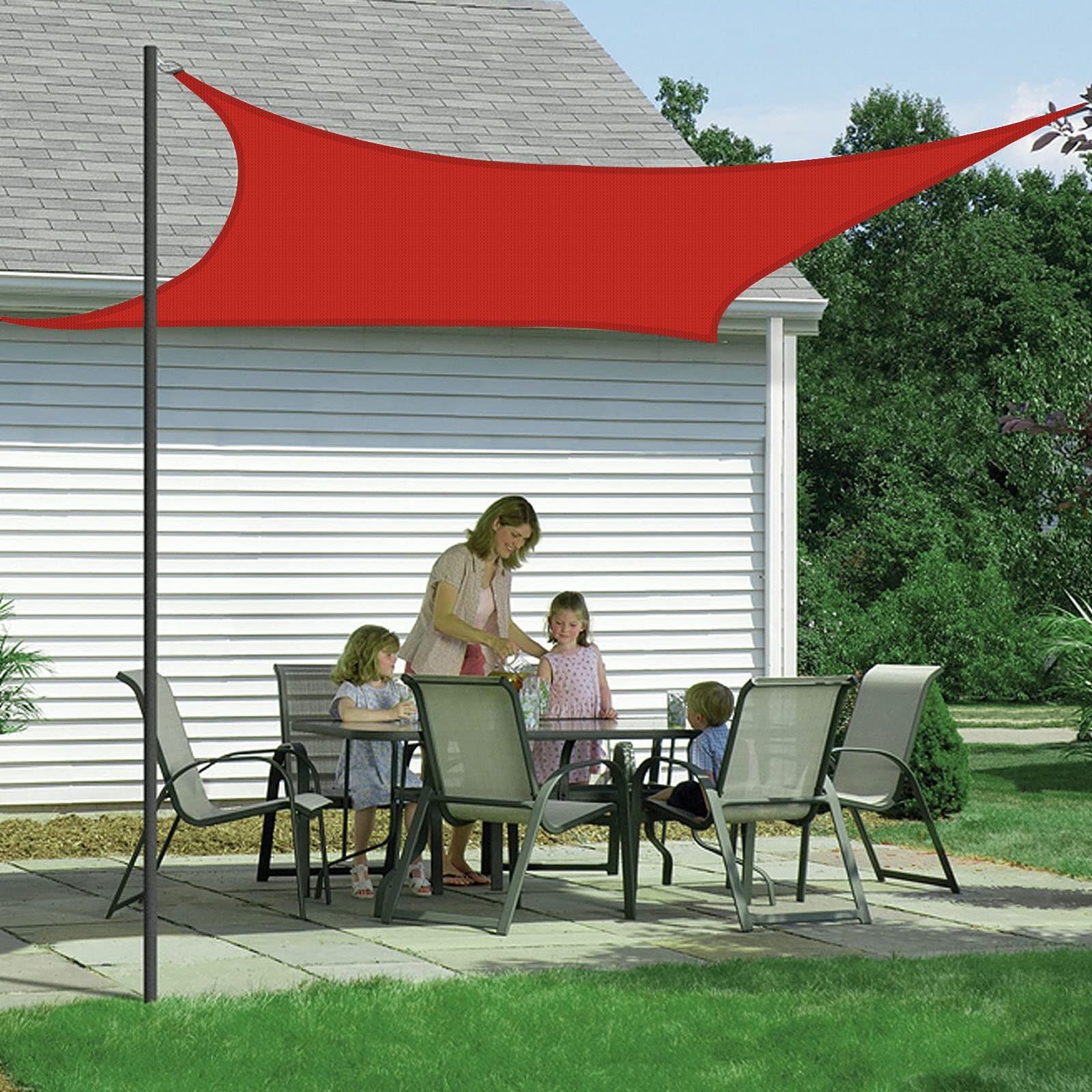 Voile d'ombrage ImperméAble Rectangulaire 3x4m, Toile Pergola 95% de Protection Anti-UV, avec Corde, pour Patio/Terrasse/Jardin/Extérieur/Piscine/Camping/Fête - Rouge