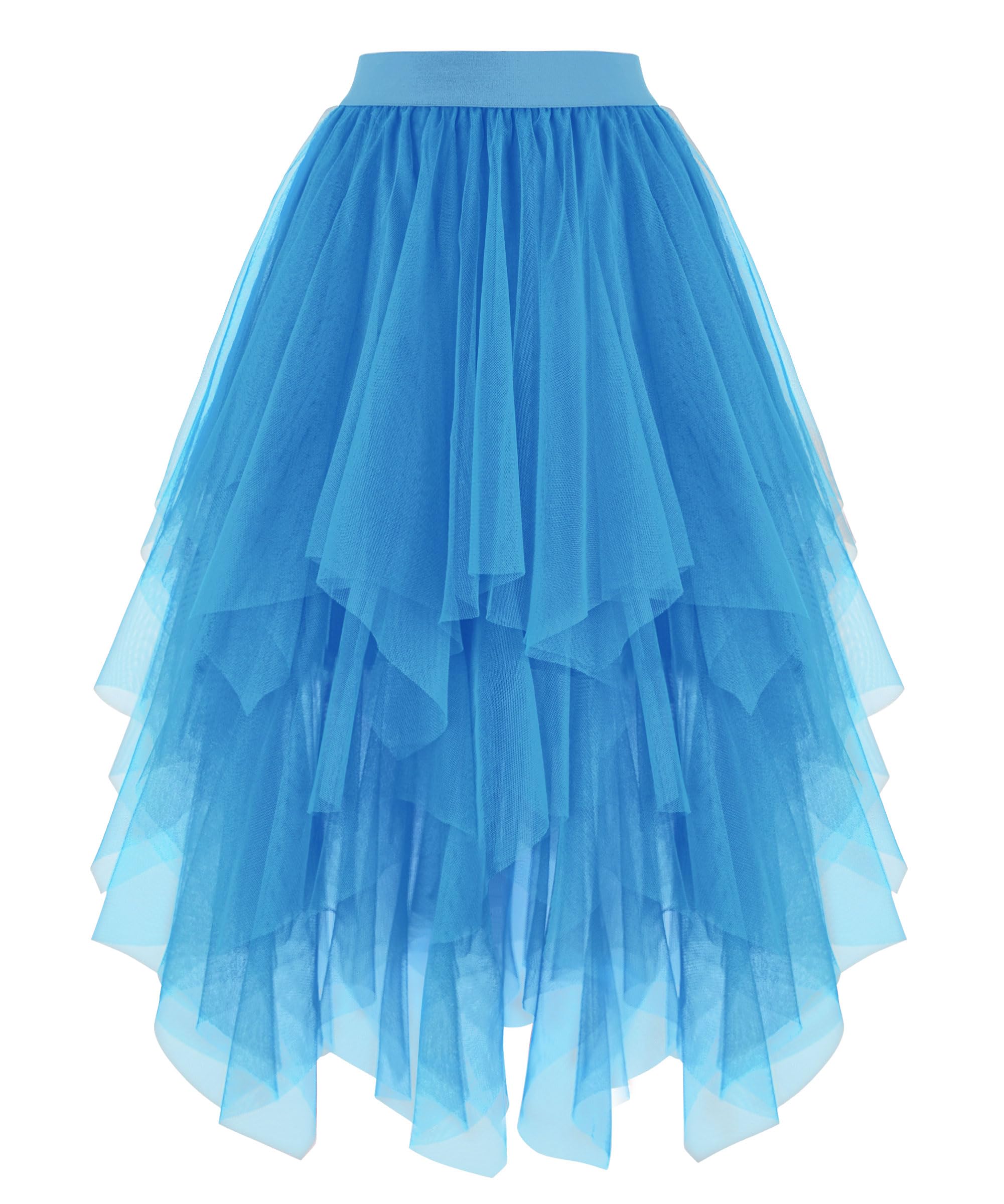 Dressever Damen Unregelmäßiger Tüllrock Mehrschichtiger Mesh Faltenrock A-Linie Hoher Taillierter Rock Ballett Tutu Abschlussball Party Karneval Party Rock