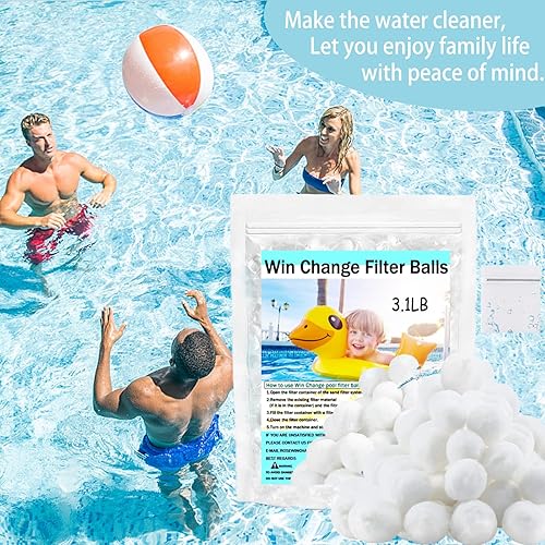 Miniatura 4 de Bolas de filtro de piscina de 3.1 libras, bolas de filtro para bomba de filtro de arena de repuesto para piscina sobre el suelo, medios de filtro de