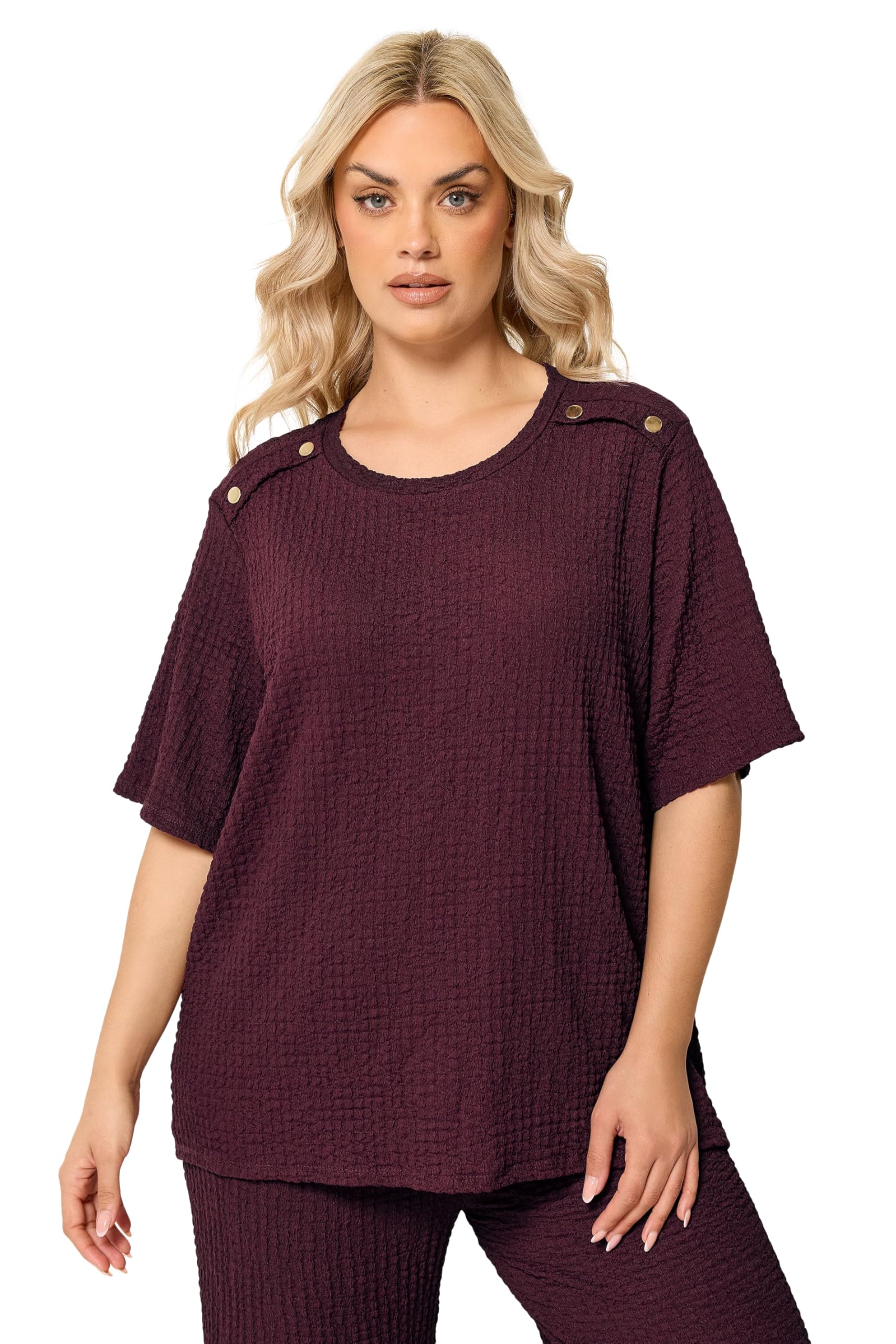 Yours Women's Burgundy Bubble Textured Top In | Size: 22/24