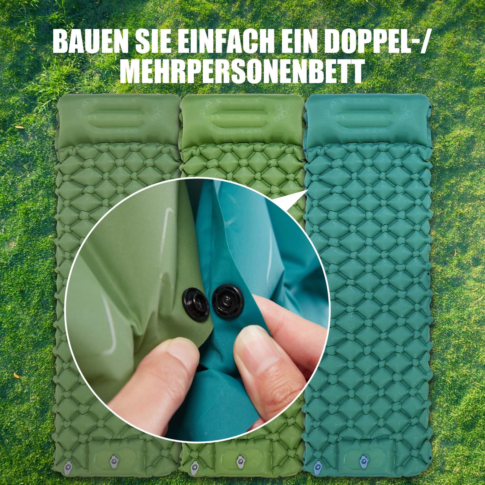 Matelas Autogonflant AKSOUL – Ultraléger 600g, Oreiller 13 Cm, 190x55x6 Cm, Pour Camping, Randonnée, Trek