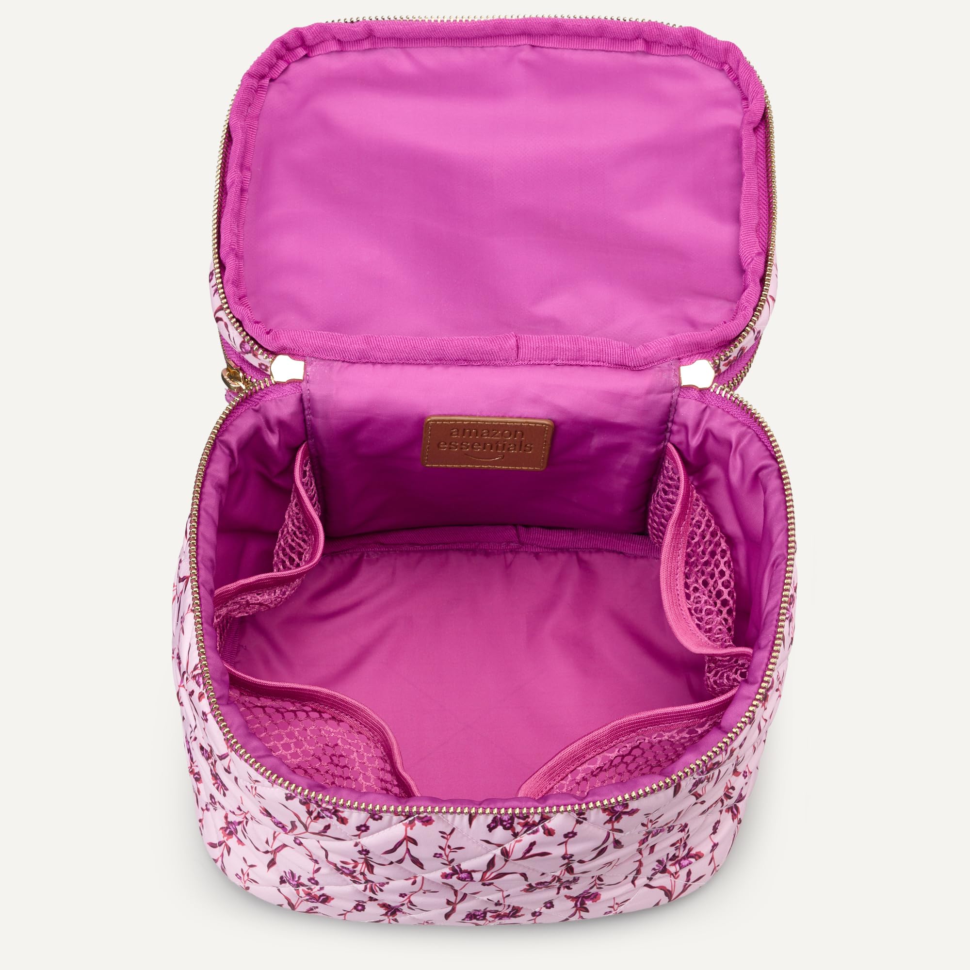 Amazon Essentials Donna Borsa per il Trucco Trapuntata con Porta Pennelli