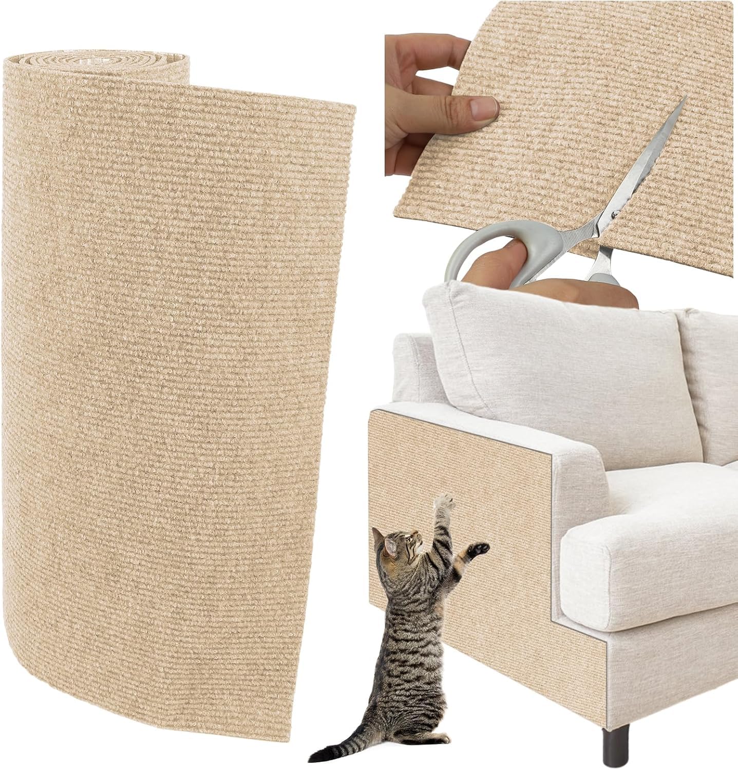 Farnirvana Tappetino Antigraffio Autoadesivo per Gatti, 100 × 40 cm Diy Climbing Cat Scratcher, Protezione Divano Graffi Gatto,Tiragraffi Divano,Proteggi Divano Gatti Graff per Tappeti Divani Mobili