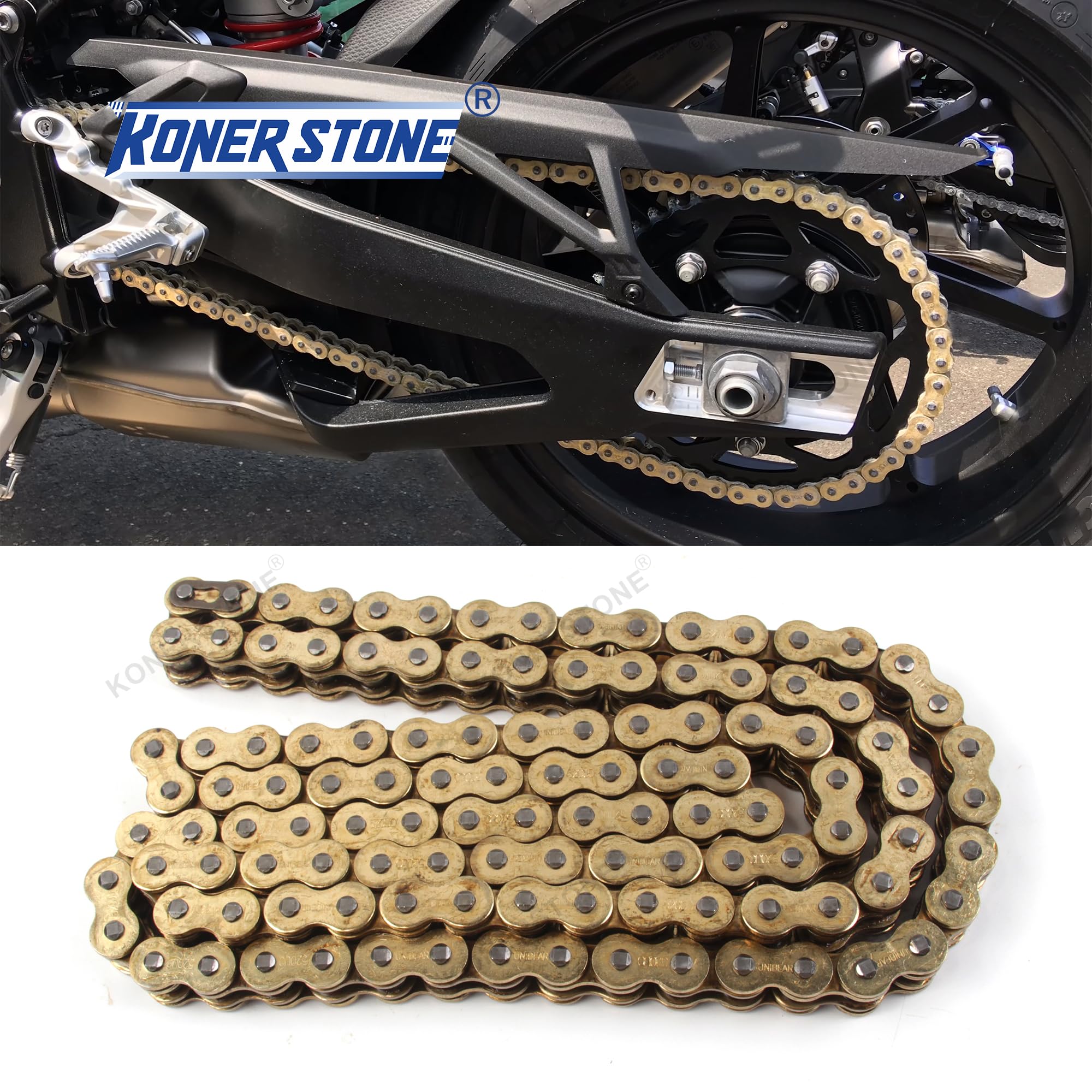 Cadena de Transmisión O-Ring 525-120 Eslabones con Eslabón de Conexión Rápida para Suzuki GSXR 600 1997-2023 DL650 Vstrom 650 / ABS/XT 2004-2023 SV650 SV650S 1999-2010 Accesorios motos Piezas Oro