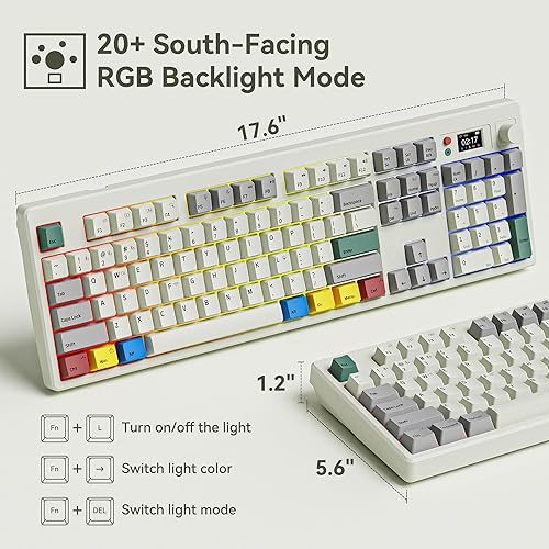Miniatura 6 de BOYI Teclado mecánico retro K104Pro con pantalla y perilla inteligentes TFT, estructura de junta HotSwap BT5.02.4GTipo-C inalámbrico 6000mAh RGB