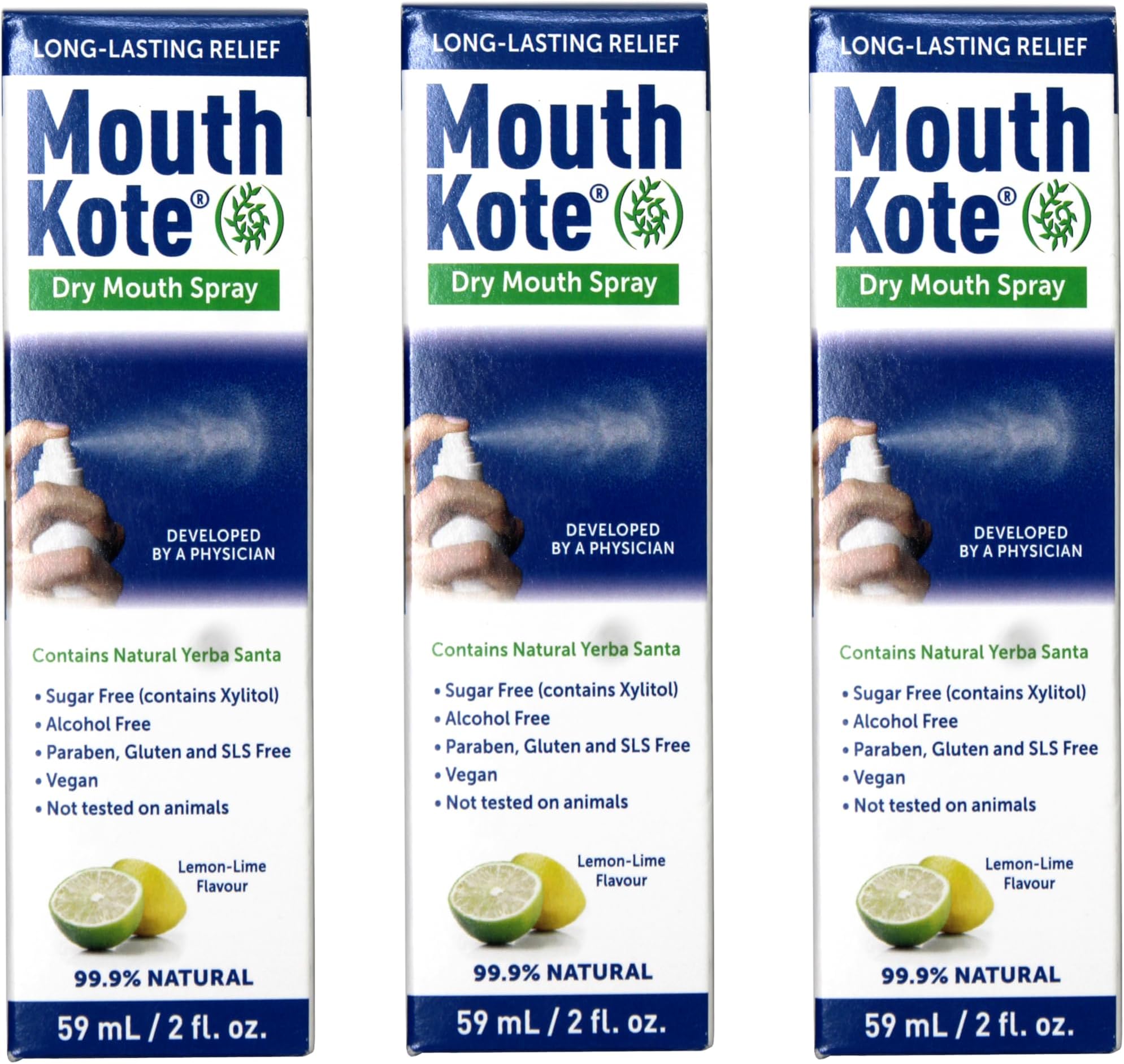 Mouth Kote Dry Mouth Spray, Sugar Free, Long-Lasting Relief, Lemon-Lime, 2 FL OZ - 3 Pack