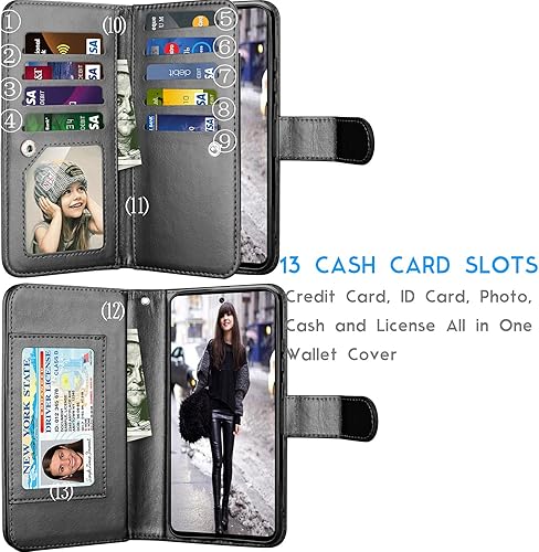 Miniatura 2 de Tekcoo - Funda para Galaxy A52, funda tipo cartera para Galaxy A52S 5G, de piel sintética, de lujo, para tarjetas de crédito, soporte para tarjetas