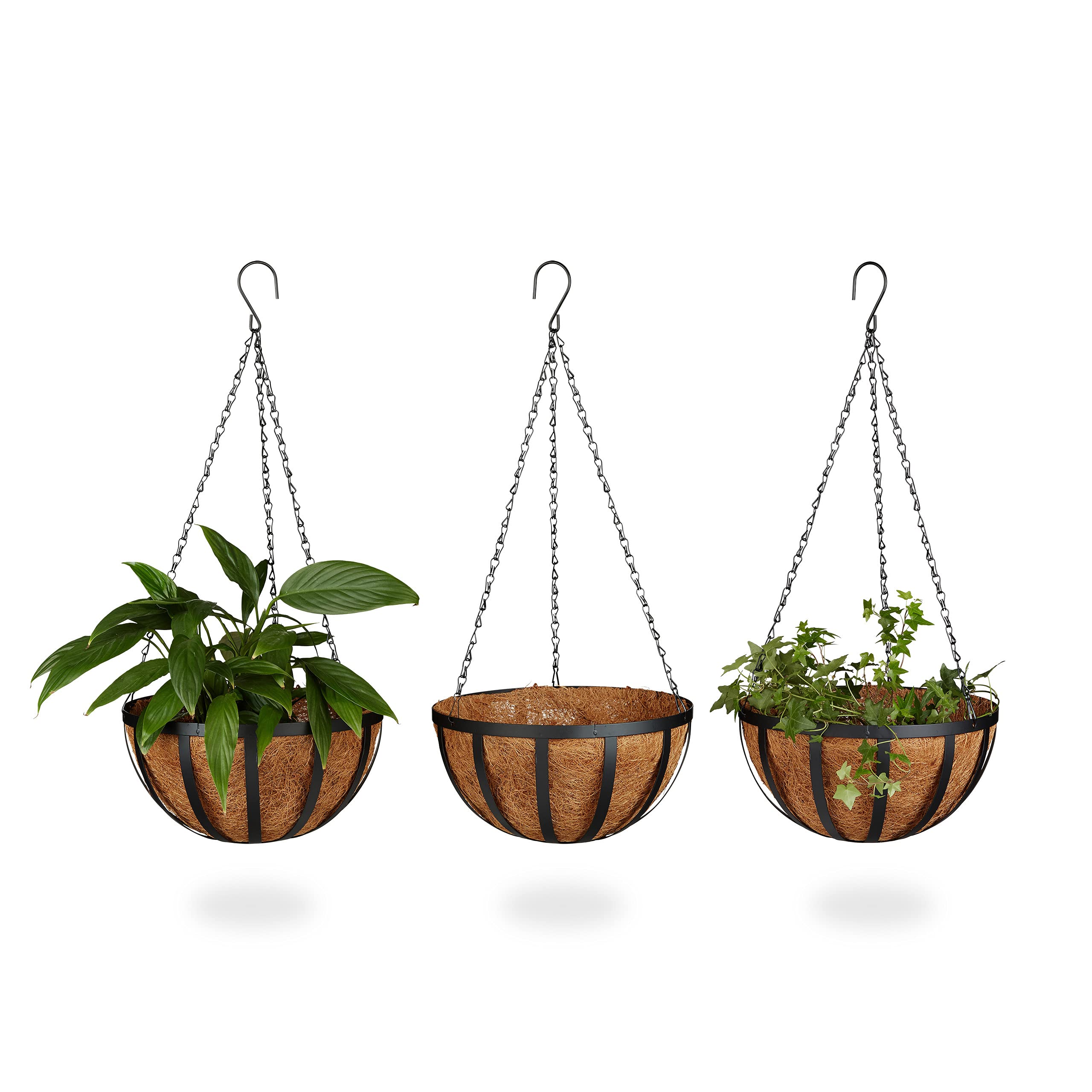 Relaxdays Blumenampel 3 Körbe Blumenampel 3 Körbe