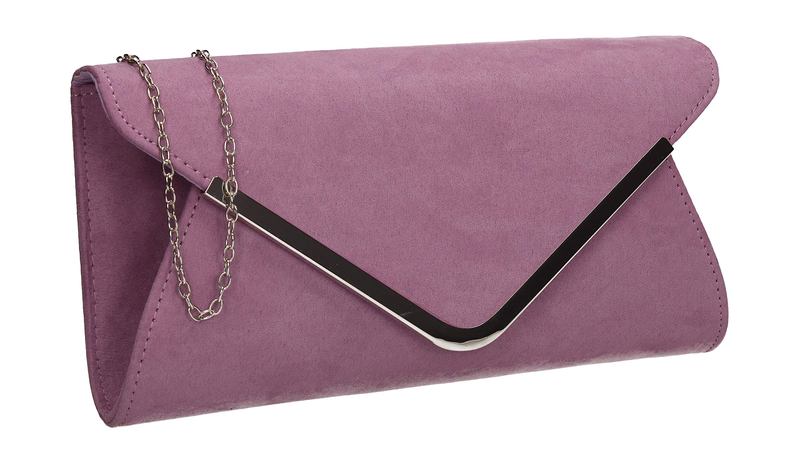 SwankySwans Karlie Suedette Womens Party Evening Clutch Bag Lilac Purple