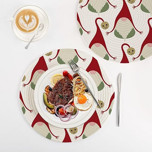 Miniatura 4 de 3 Pcs Trivet Hot Pad for Hot Pots and Pans 15in Cotton Thread Weave Heat Resistant Mat for Stove Bathroom Decor Christmas Gnome with Sleigh Bell