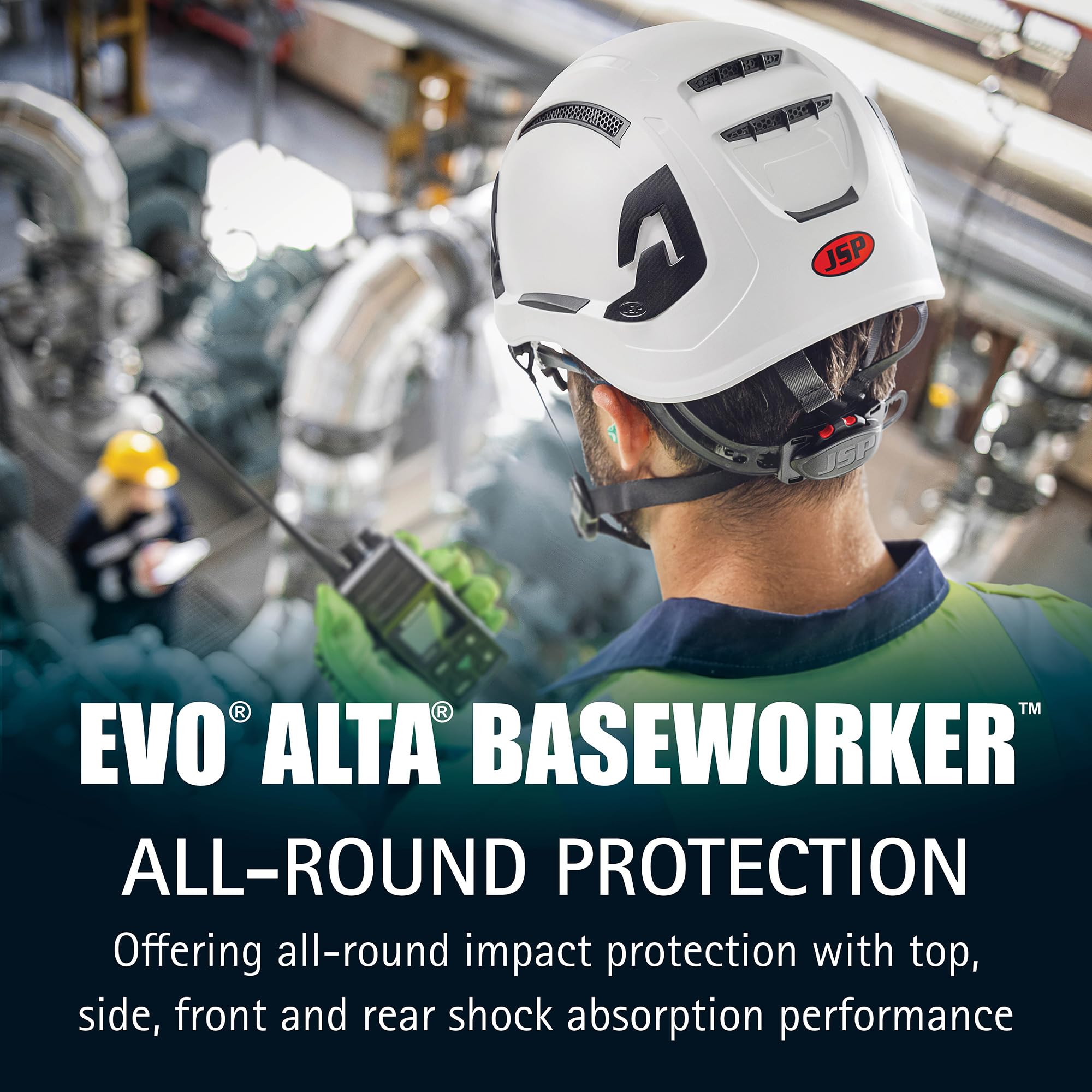 EVO ALTA Baseworker kask ochronny – zamknięcie na pokrętło – wentylowany – biały