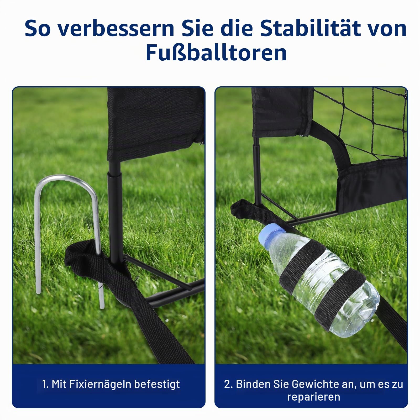 2er Fußballtor Kinder Set,großes Fußballtor für Kinder und Erwachsene,Fußball-Tore Faltbar mit Glasfaserstangen & hochwertigen Tornetzen,Fußball Tore inkl,nützlicher Tasche zum Transportieren