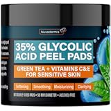 NUVADERMIS 35% Glycolic Acid Peel Pads – Exfoliating Facial Resurfacing for Blackheads, Dark Spots, and Acne – Safe for Sensitive Skin – 60 Double-Sided Pads