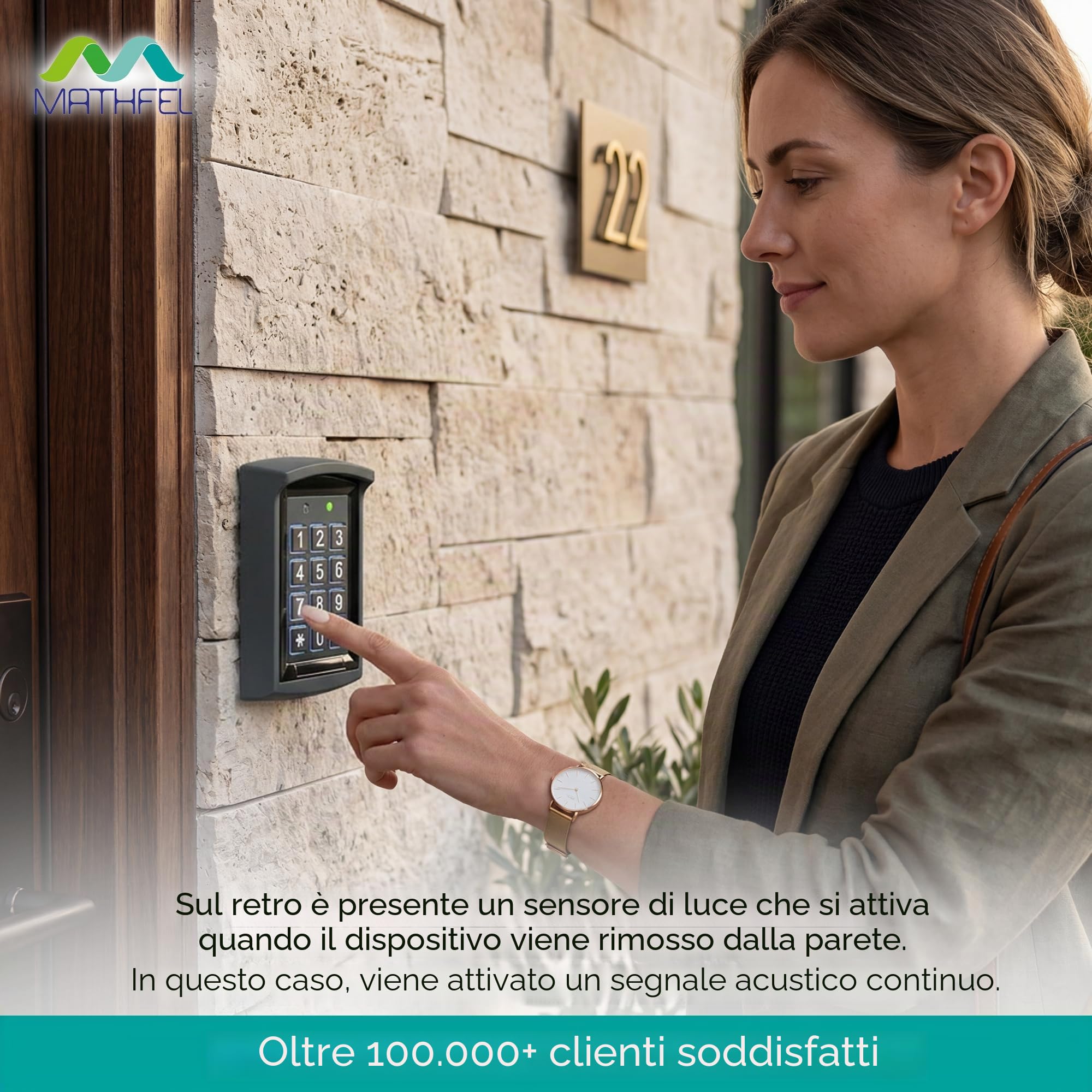 MATHFEL Smart Lock Sistema di accesso RFID (a vista), Serratura elettronica per porta d'ingresso, IP66, Serratura a codice e RFID, Serratura intelligente con codice, Serratura elettrica per esterni