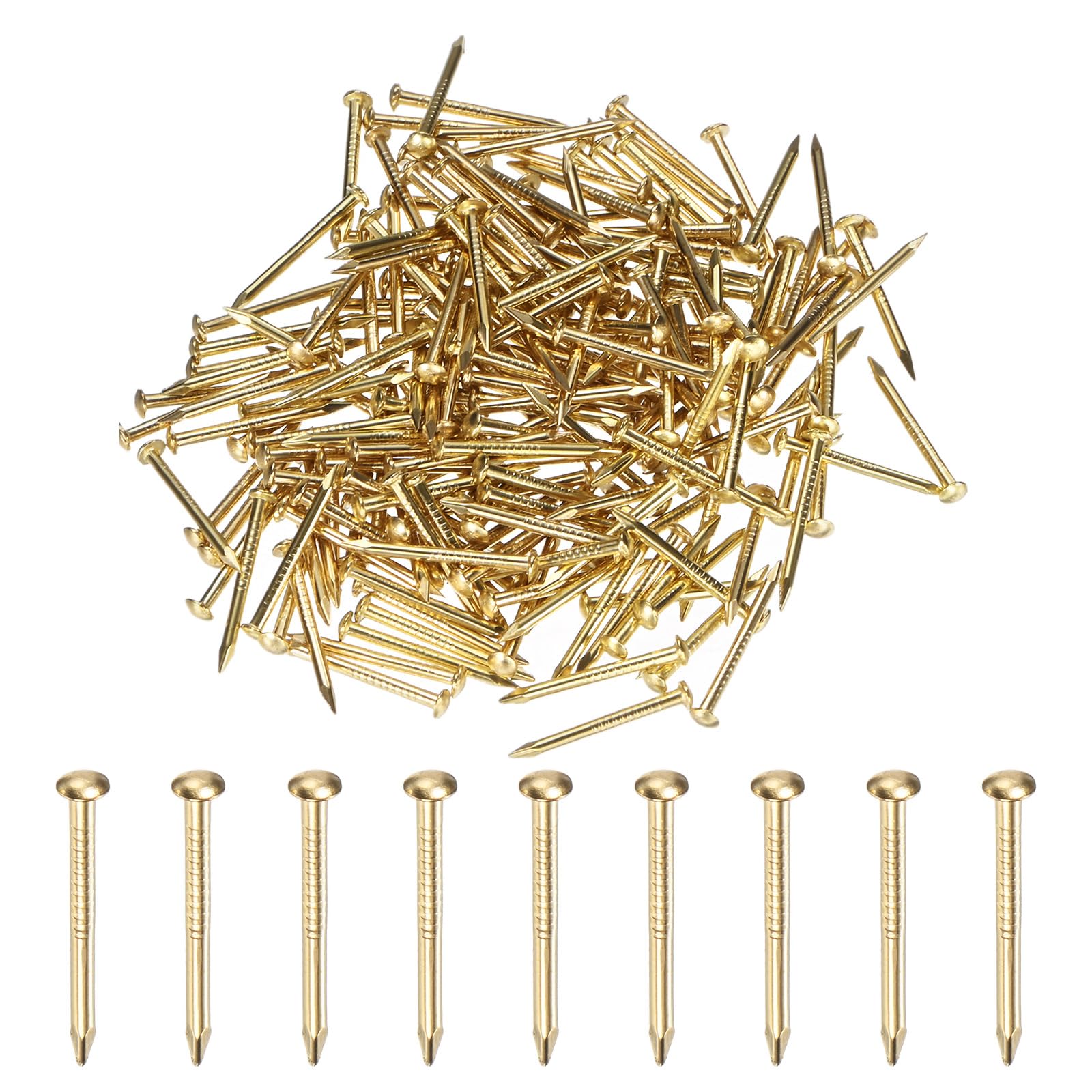 M METERXITY 200-Pack Small Tiny Nails, 1.2mm x 15mm Brass Precision MIni Nails Hardware Round Head for Wooden/DIY Crafts Decorative/Household Accessories/Picture Hanging