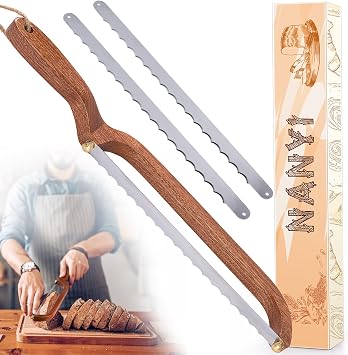 NANYI Sourdough for Even Slicing Bow Bread Knife with Wooden Handle, Bread Cutter for Homemade Sourdough Loaves, Precision Bread Saw for Artisan and Homemade Bread left hand