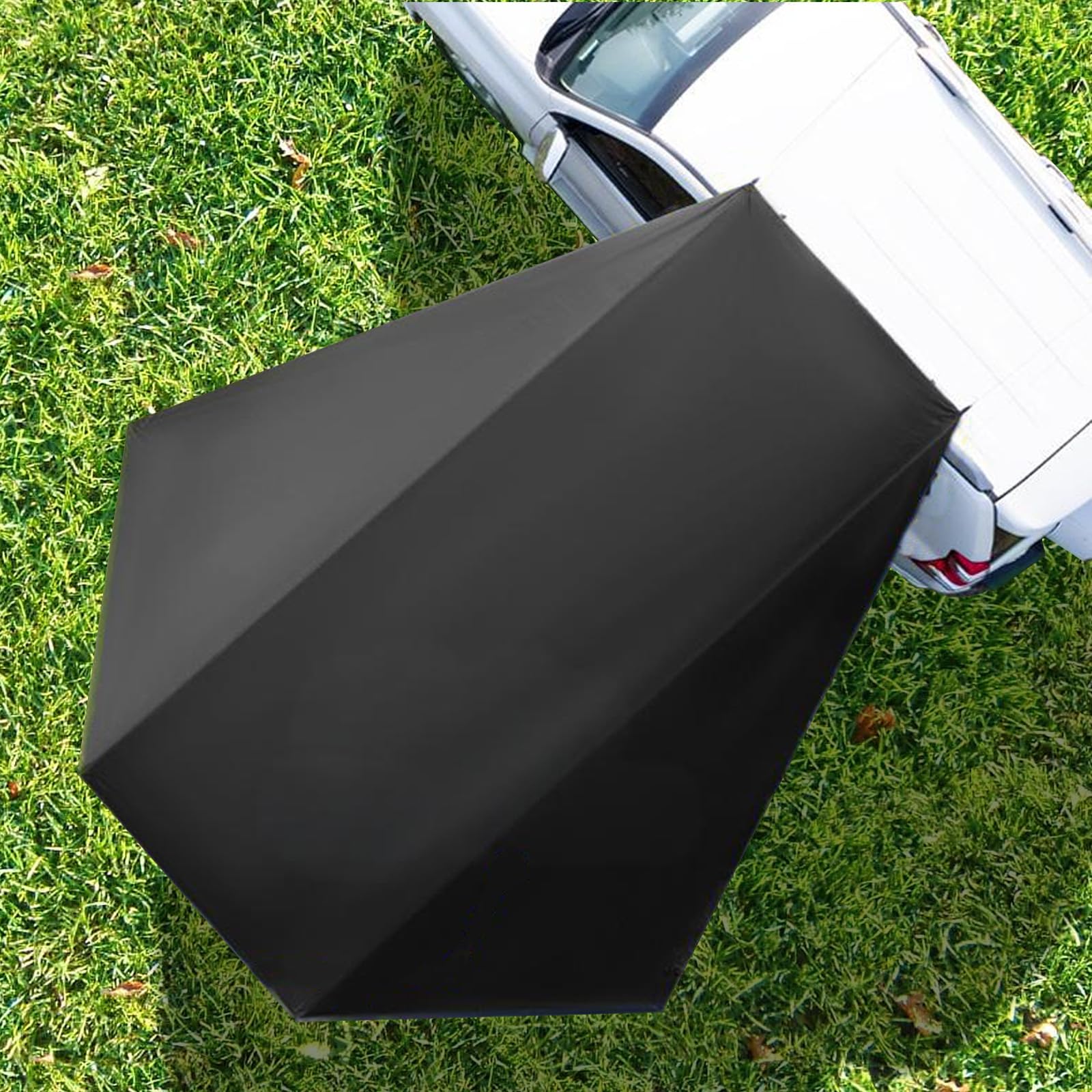 Toldo Coche, 280 x 380 cm Toldo para Portón Trasero y Lateral Impermeable, para Furgonetas y Autocaravanas (Negro)