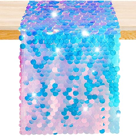 3 Pack Mermaid Party Table Runner 12 x 84 Inches Mermaid Tail...